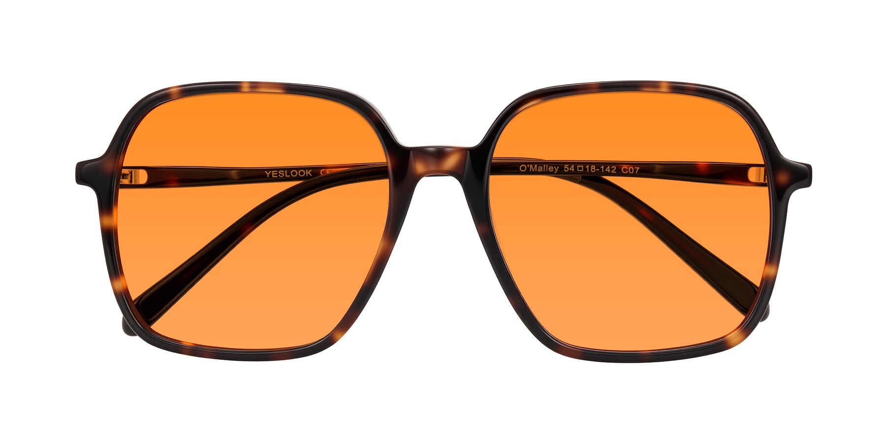 Folded Front of O'malley in Tortoise with Orange Tinted Lenses