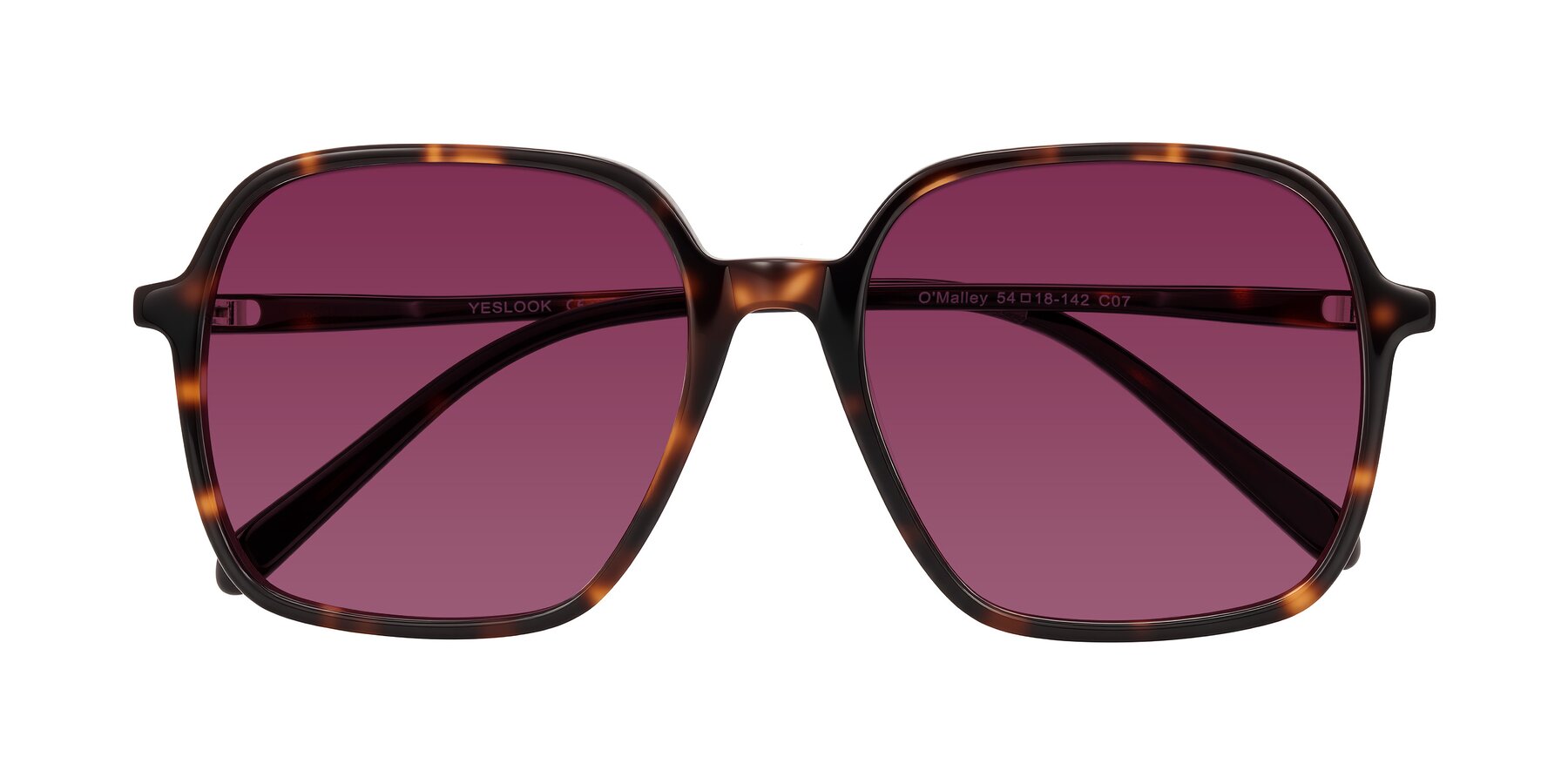 Folded Front of O'malley in Tortoise with Wine Tinted Lenses