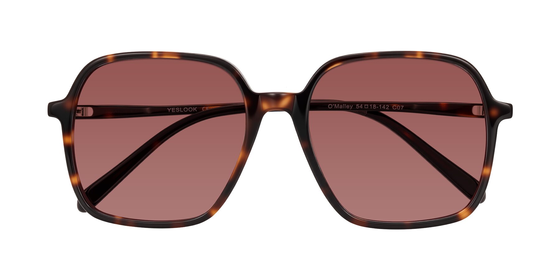 Folded Front of O'malley in Tortoise with Garnet Tinted Lenses