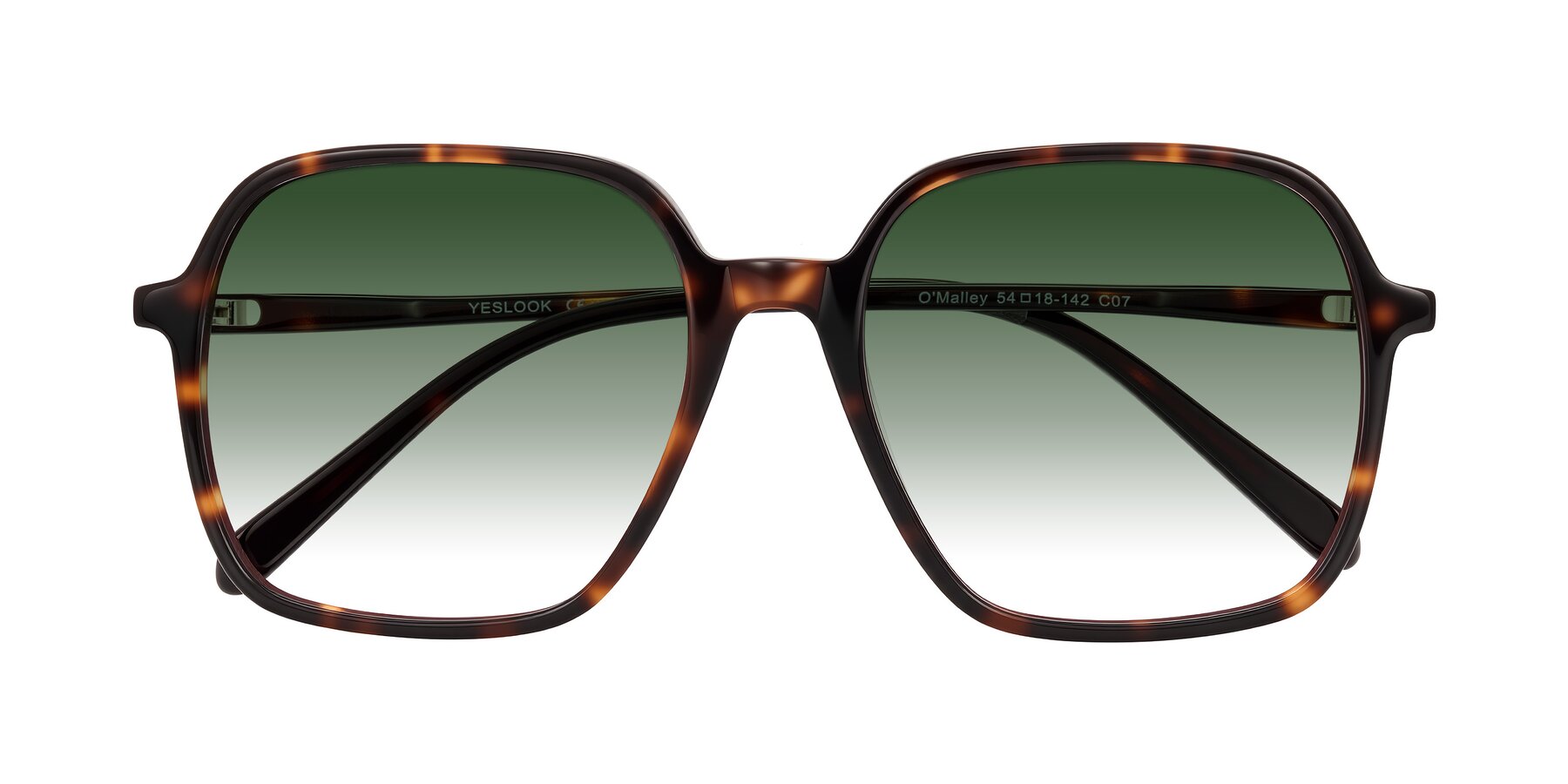 Folded Front of O'malley in Tortoise with Green Gradient Lenses