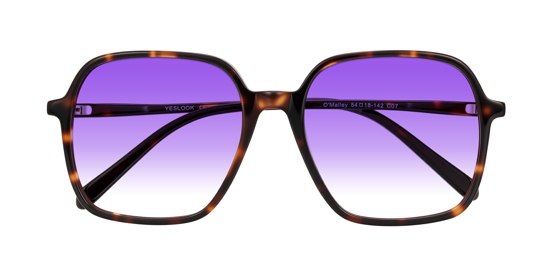 Folded Front of O'malley in Tortoise with Purple Gradient Lenses
