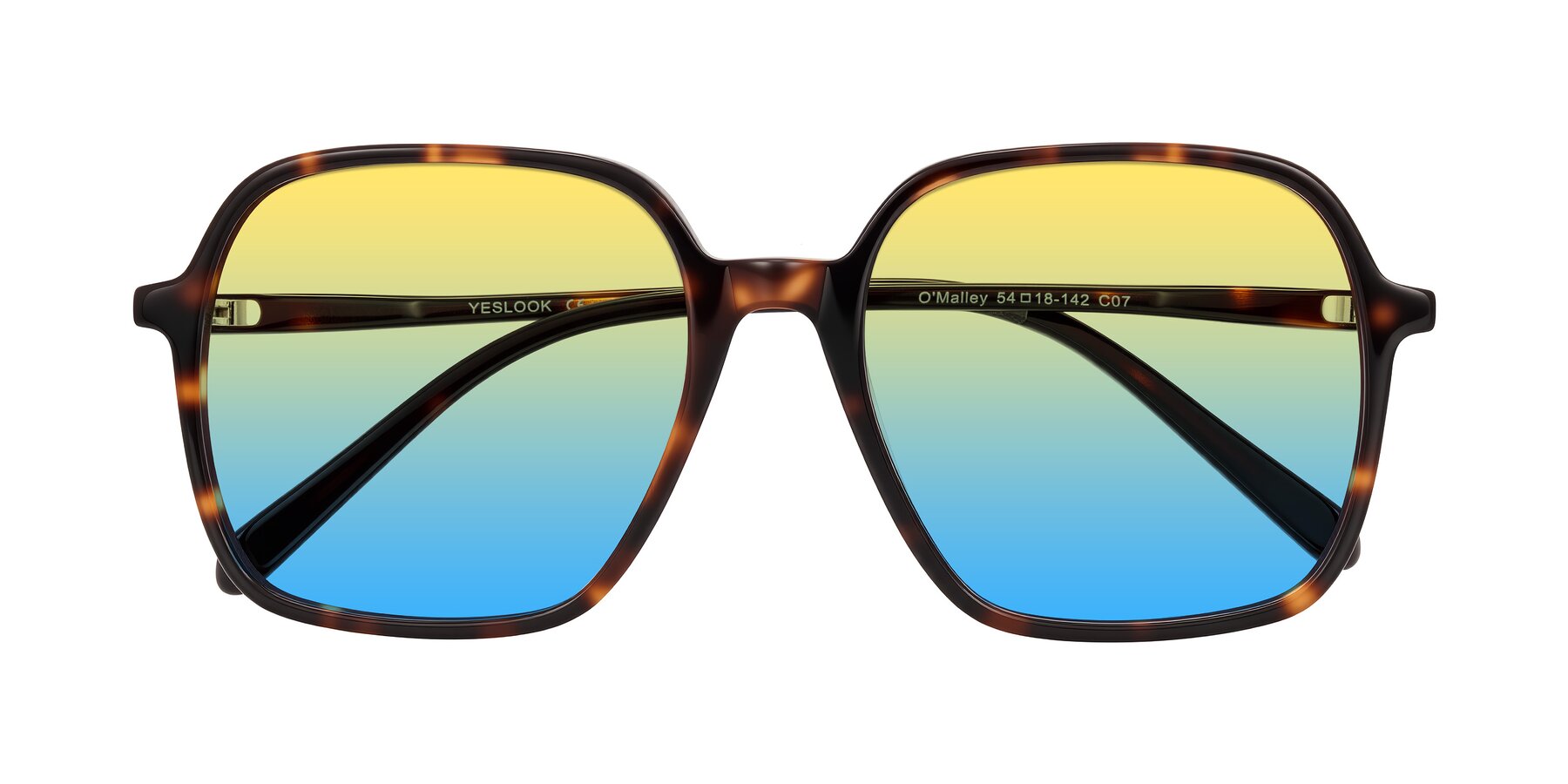 Folded Front of O'malley in Tortoise with Yellow / Blue Gradient Lenses