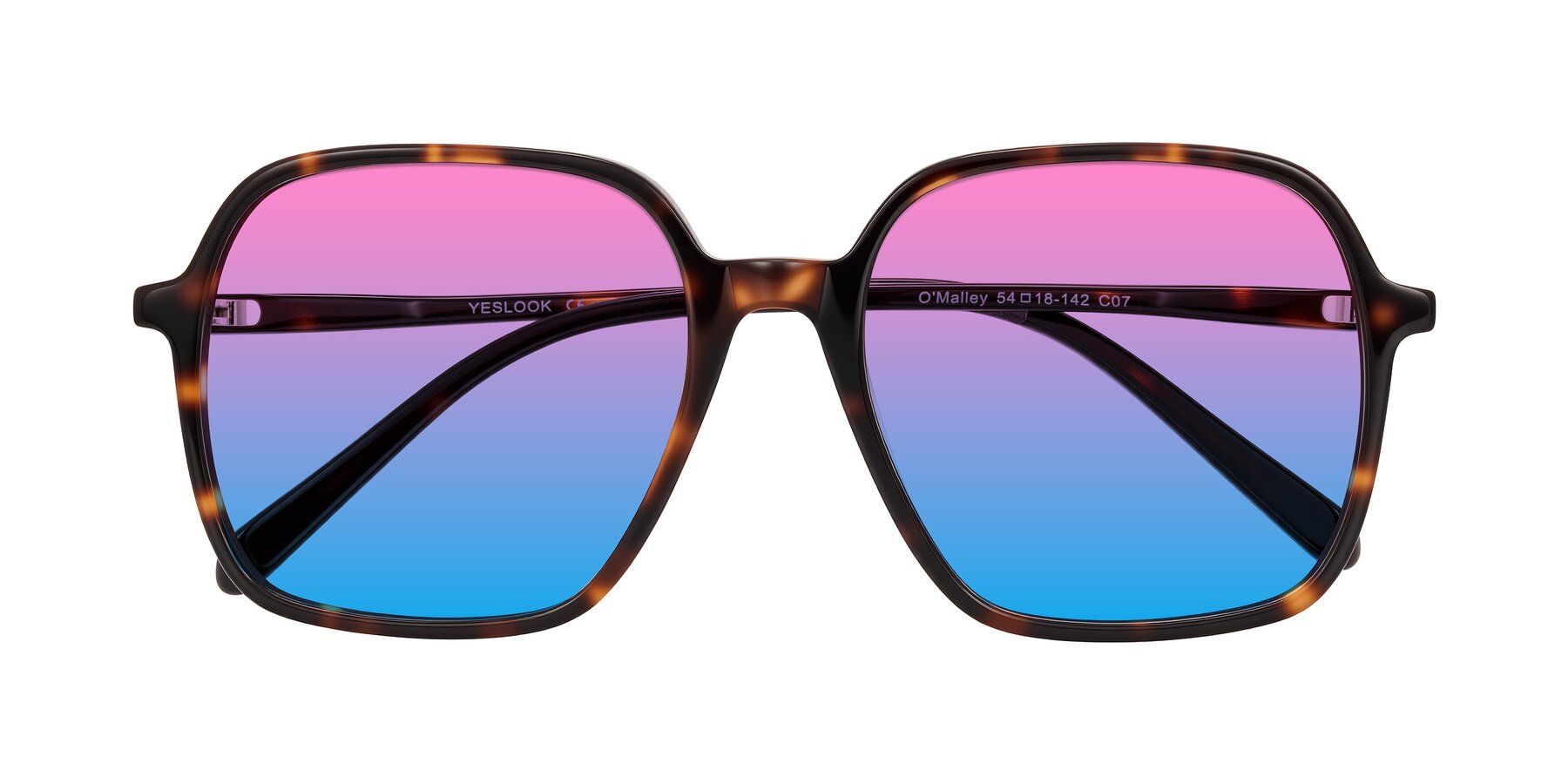 Folded Front of O'malley in Tortoise with Pink / Blue Gradient Lenses