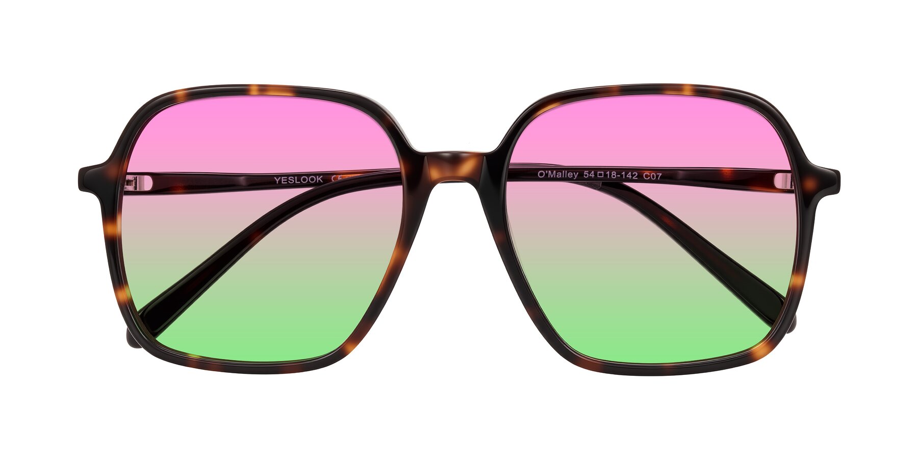 Folded Front of O'malley in Tortoise with Pink / Green Gradient Lenses