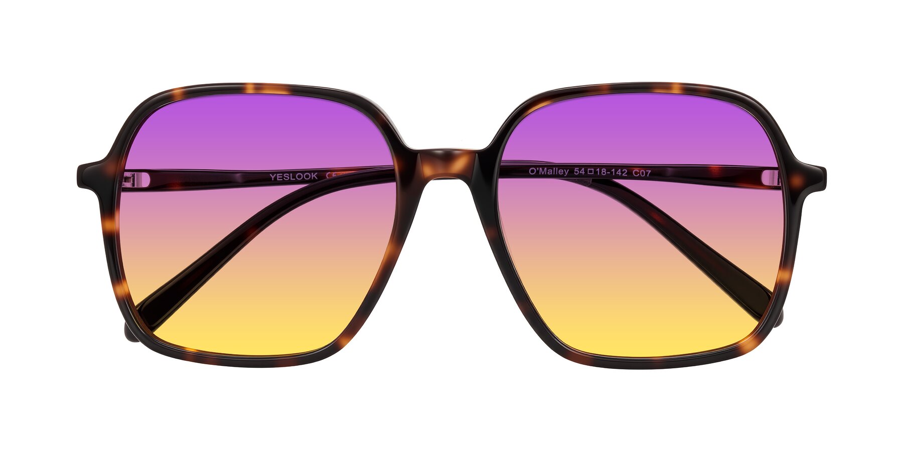 Folded Front of O'malley in Tortoise with Purple / Yellow Gradient Lenses