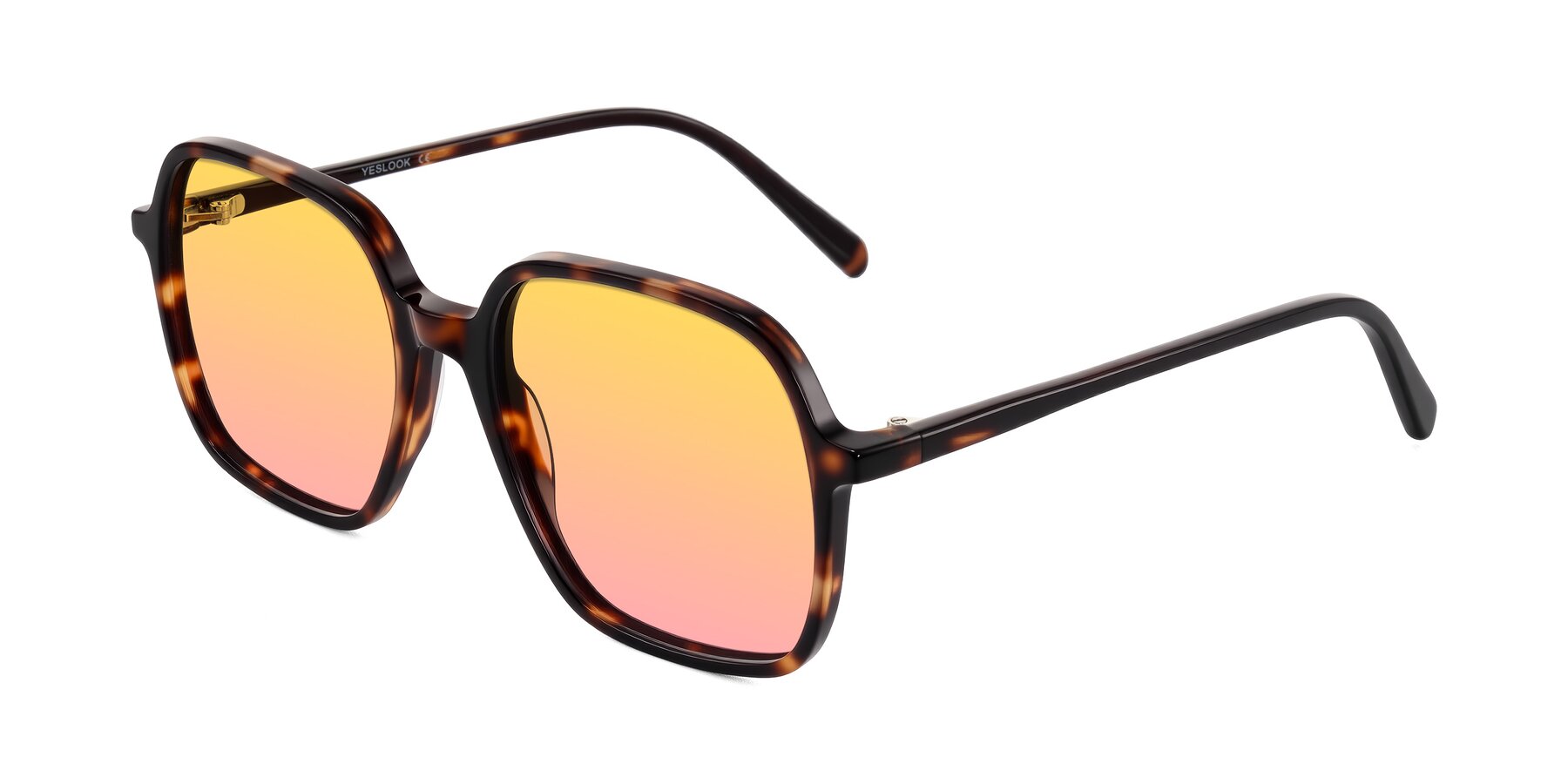 Angle of O'malley in Tortoise with Yellow / Pink Gradient Lenses
