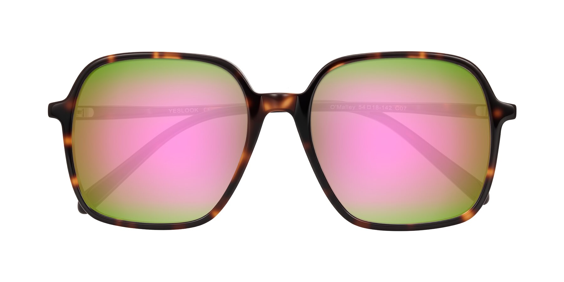 Folded Front of O'malley in Tortoise with Pink Mirrored Lenses