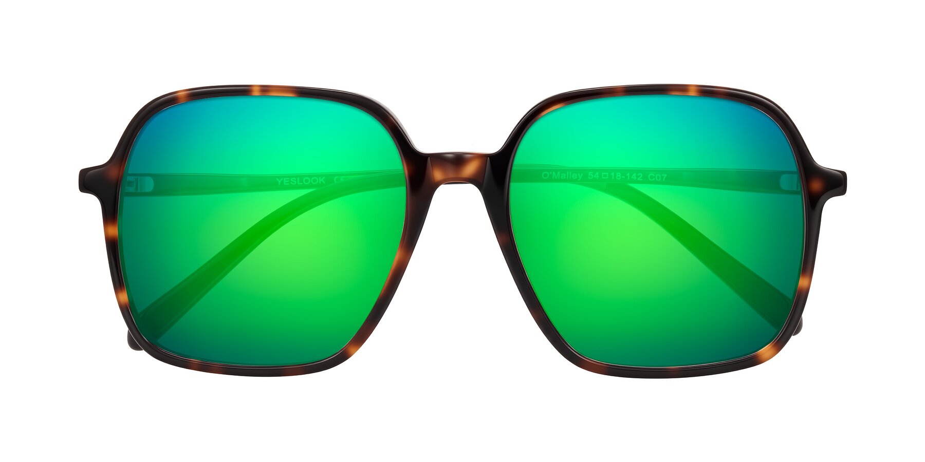 Folded Front of O'malley in Tortoise with Green Mirrored Lenses