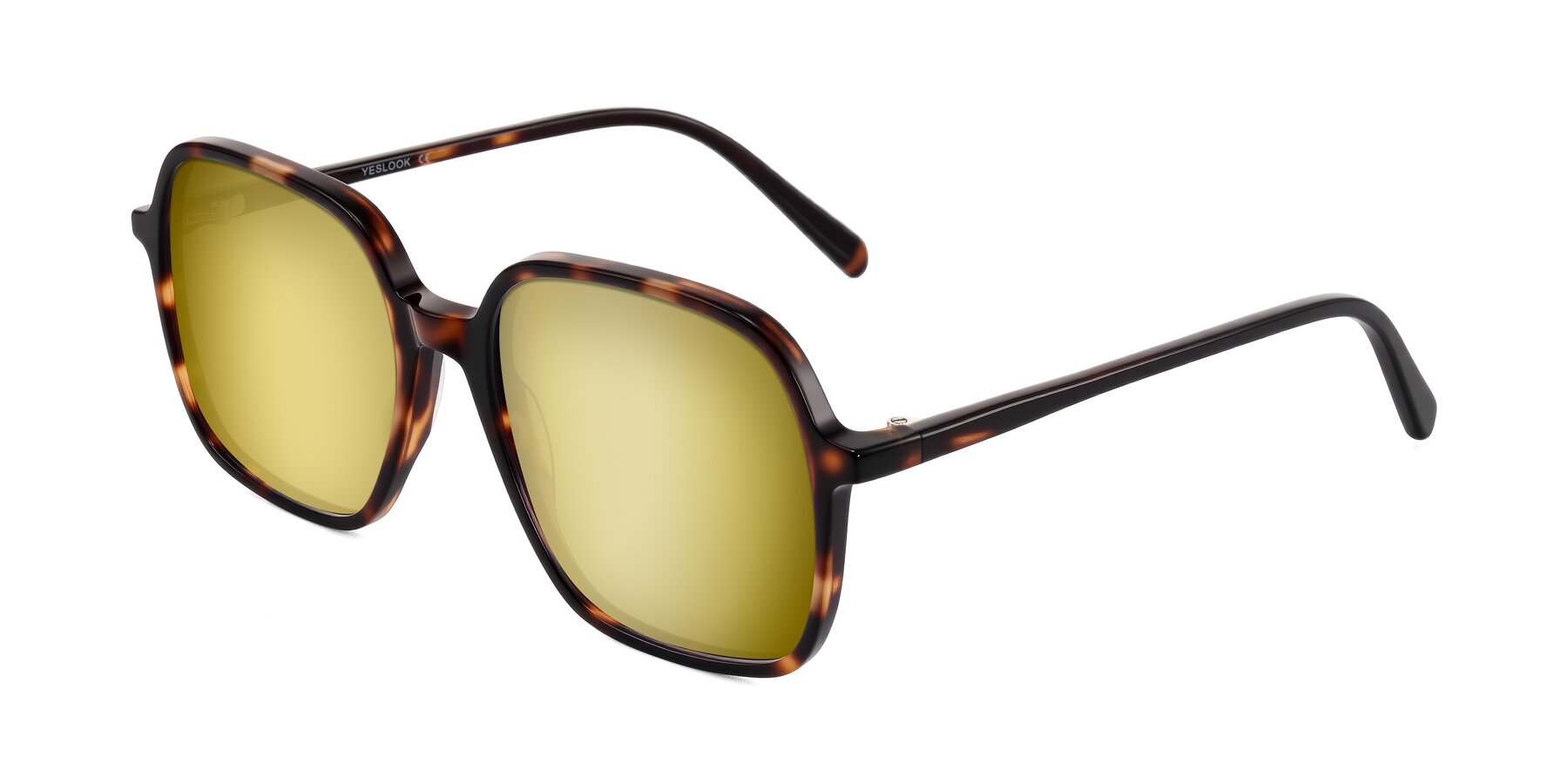 Angle of O'malley in Tortoise with Gold Mirrored Lenses