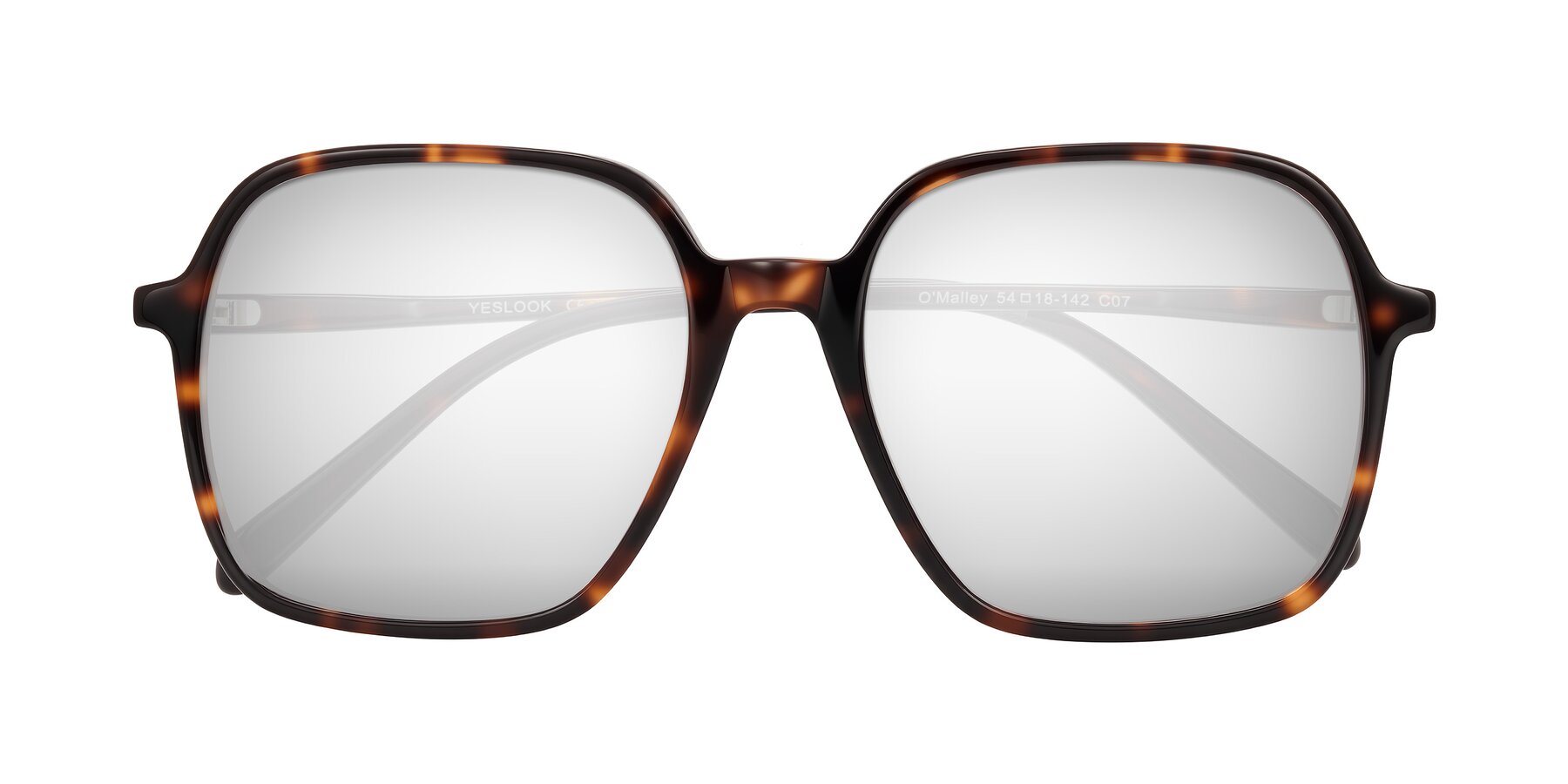 Folded Front of O'malley in Tortoise with Silver Mirrored Lenses
