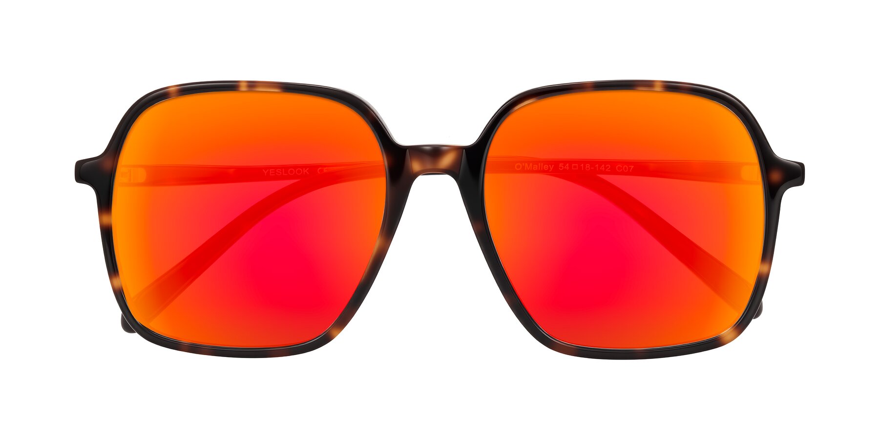 Folded Front of O'malley in Tortoise with Red Gold Mirrored Lenses