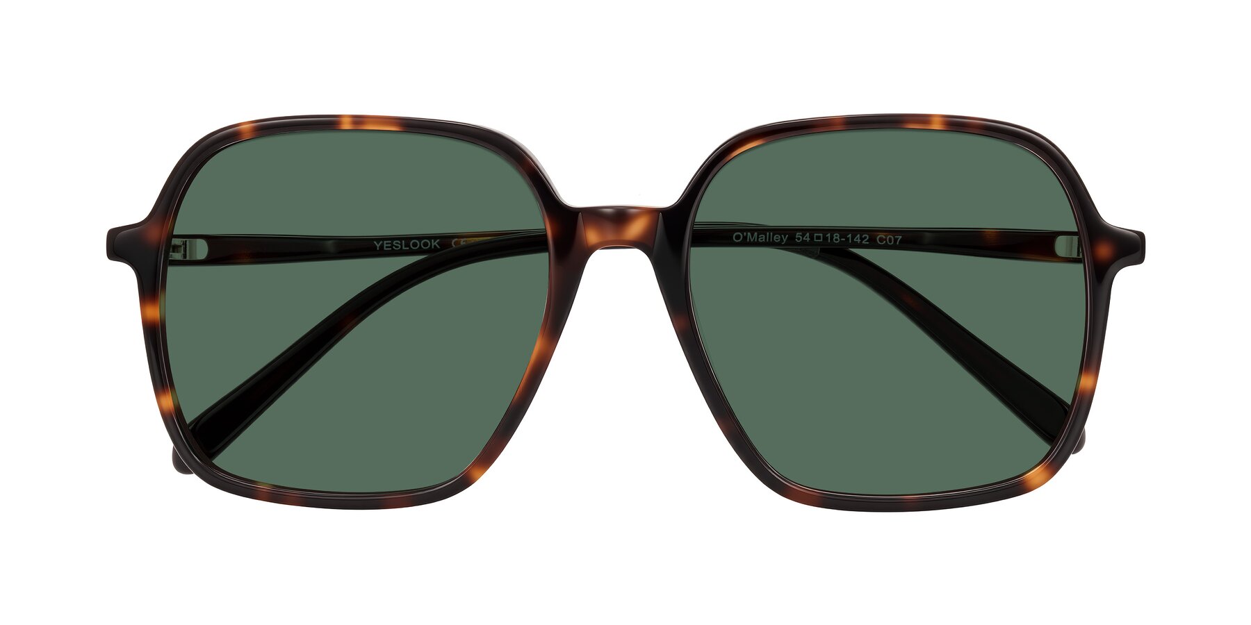 Folded Front of O'malley in Tortoise with Green Polarized Lenses