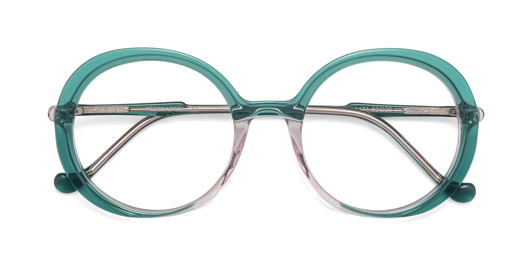 Folded Front of 1471 in Green with Clear Eyeglass Lenses