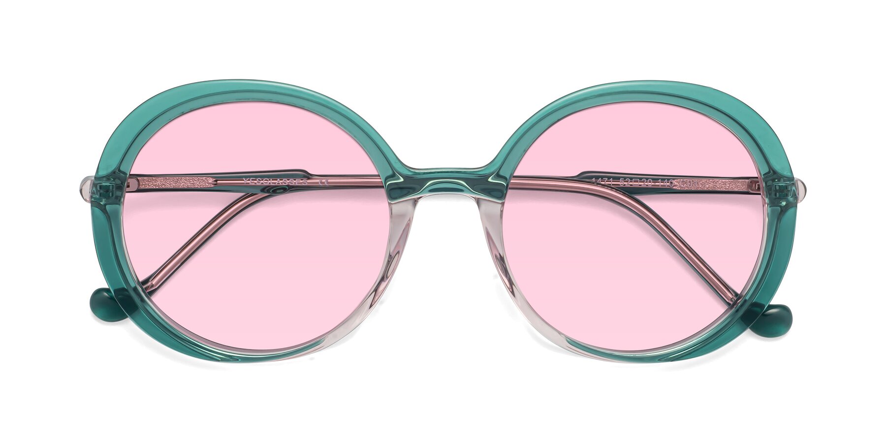 Folded Front of 1471 in Green with Light Pink Tinted Lenses