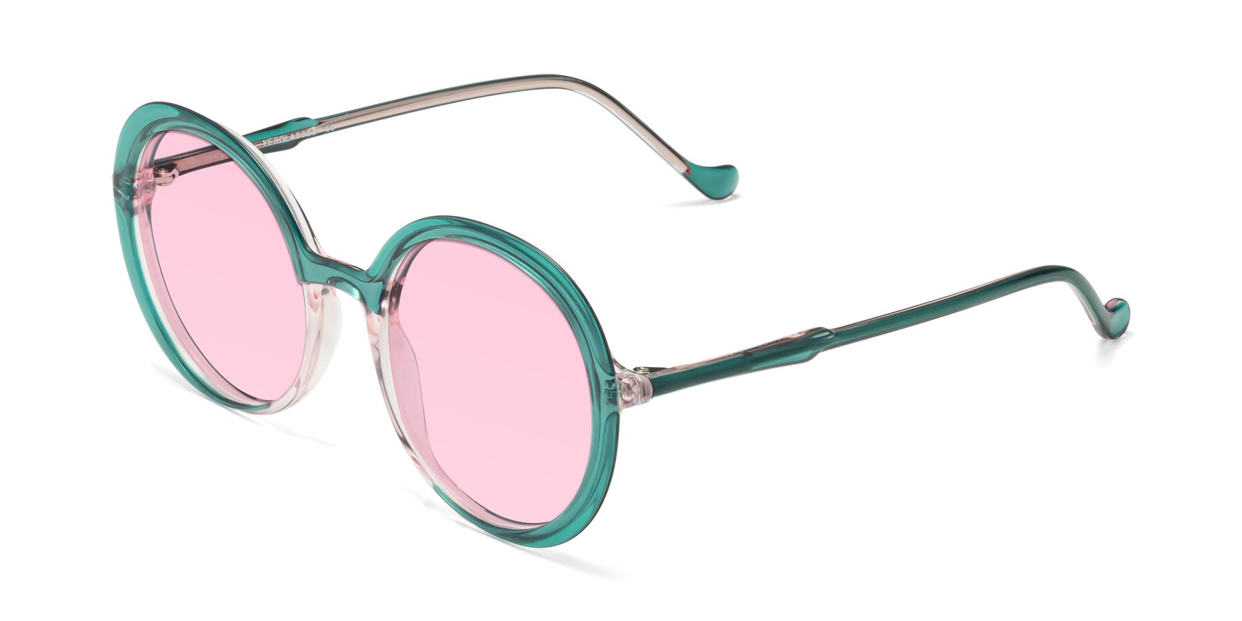Angle of 1471 in Green with Light Pink Tinted Lenses