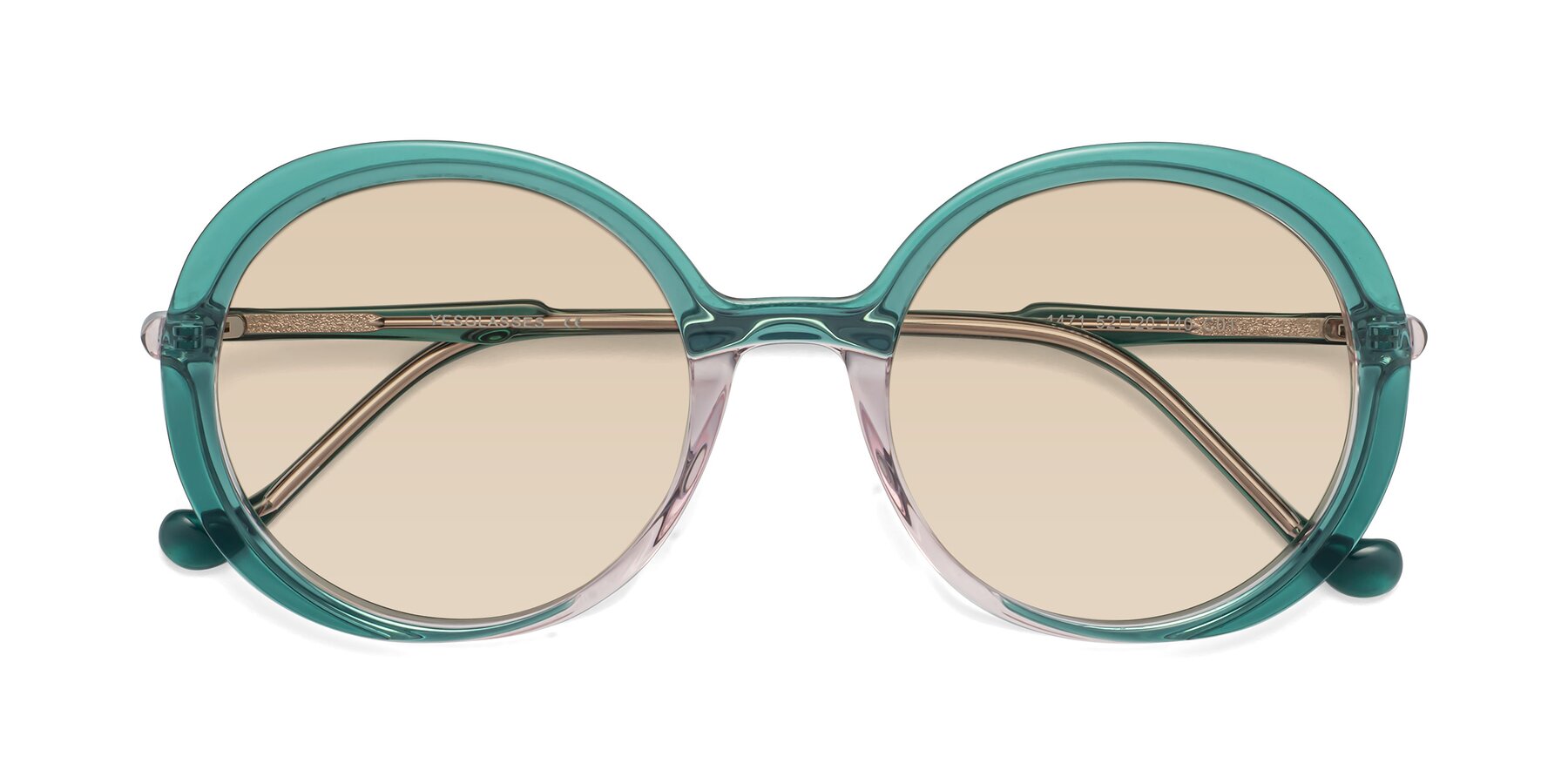 Folded Front of 1471 in Green with Light Brown Tinted Lenses