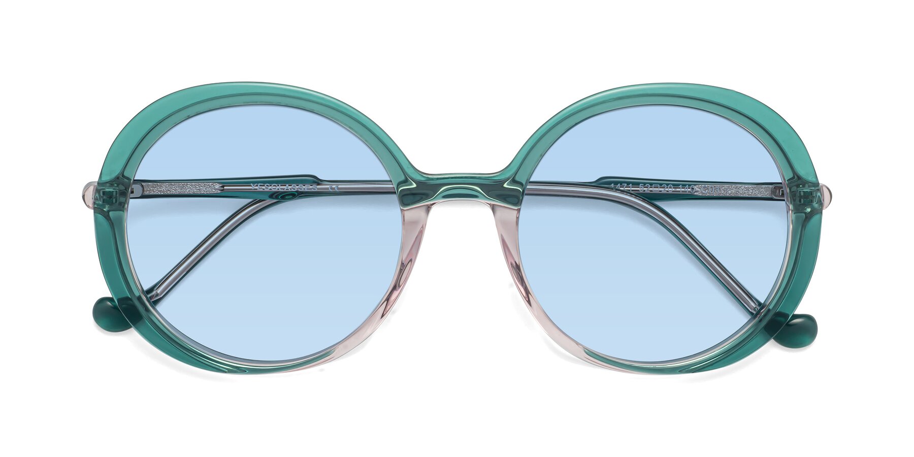 Folded Front of 1471 in Green with Light Blue Tinted Lenses