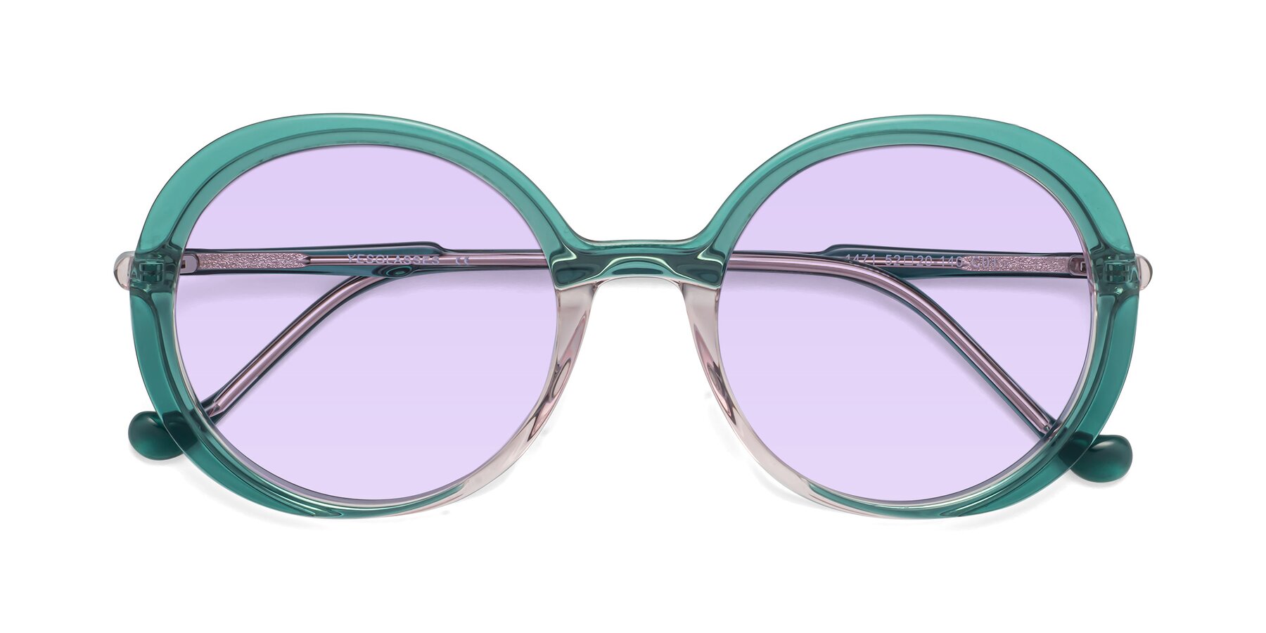 Folded Front of 1471 in Green with Light Purple Tinted Lenses