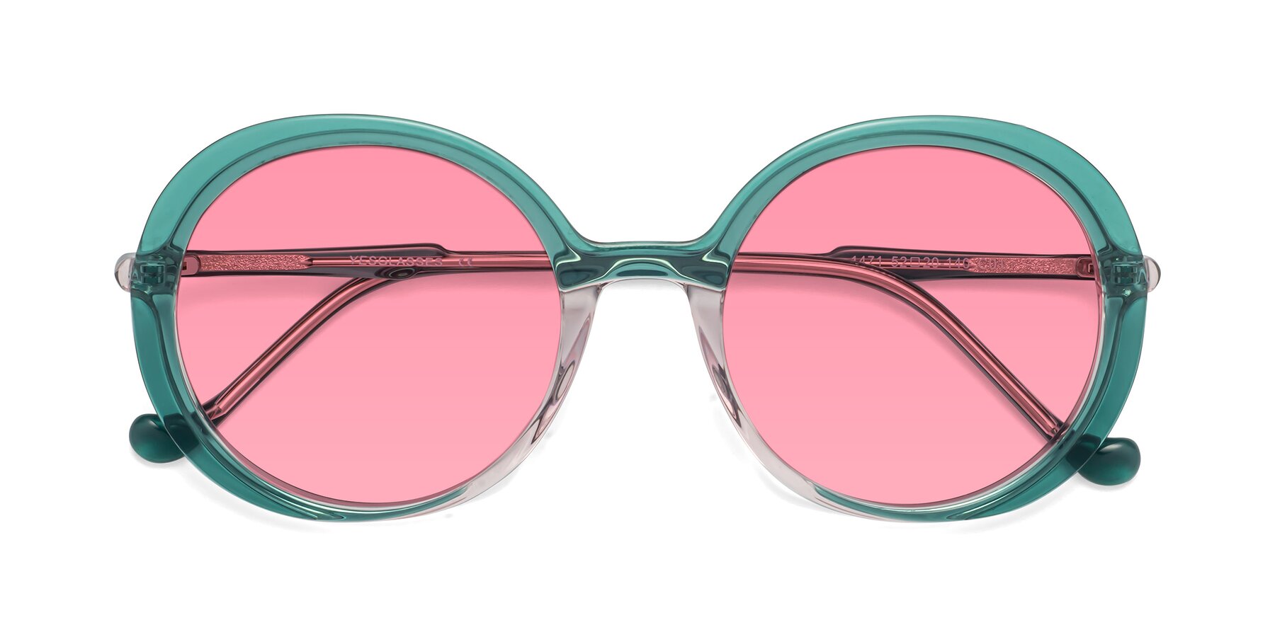 Folded Front of 1471 in Green with Pink Tinted Lenses