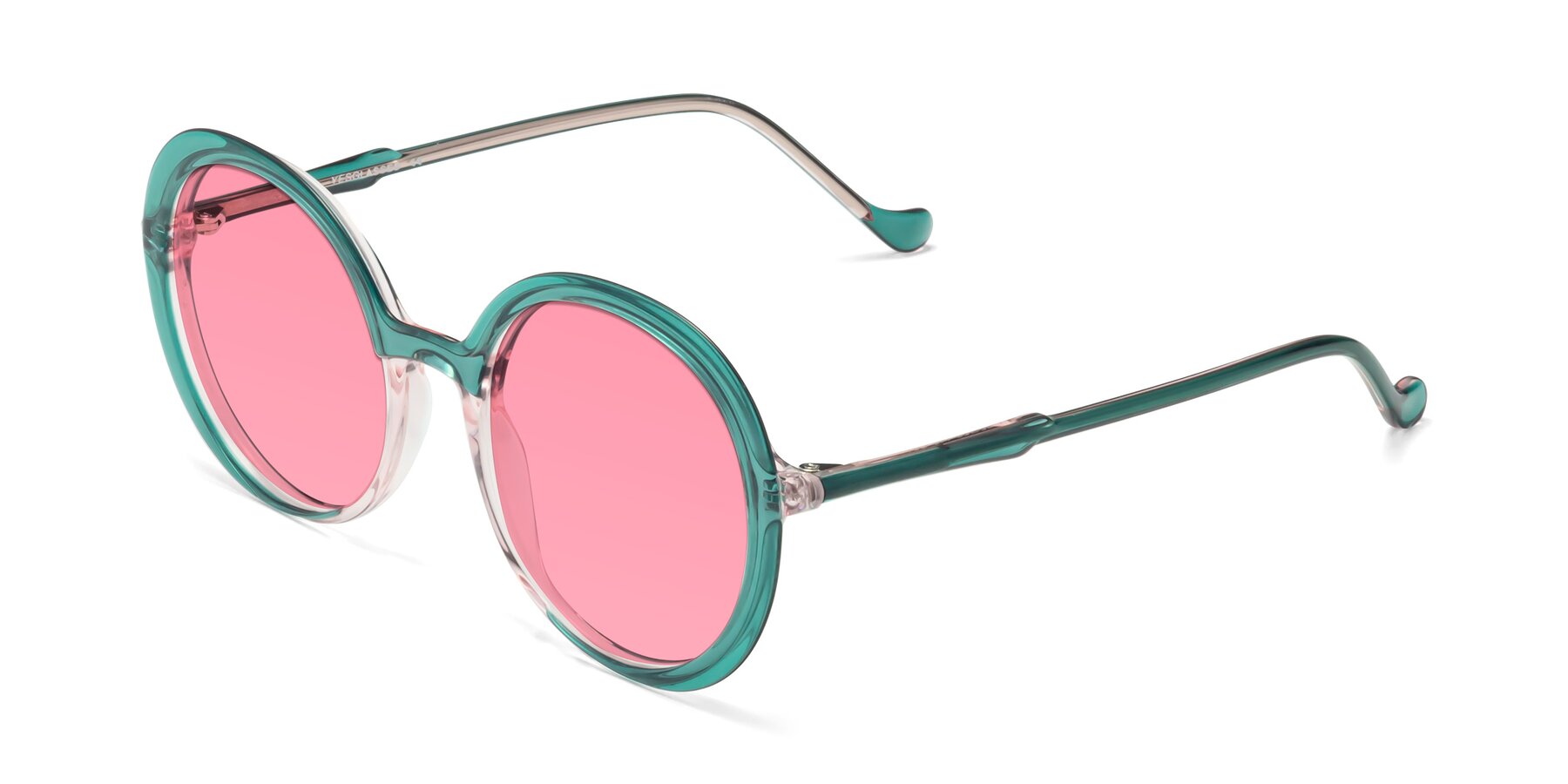 Angle of 1471 in Green with Pink Tinted Lenses