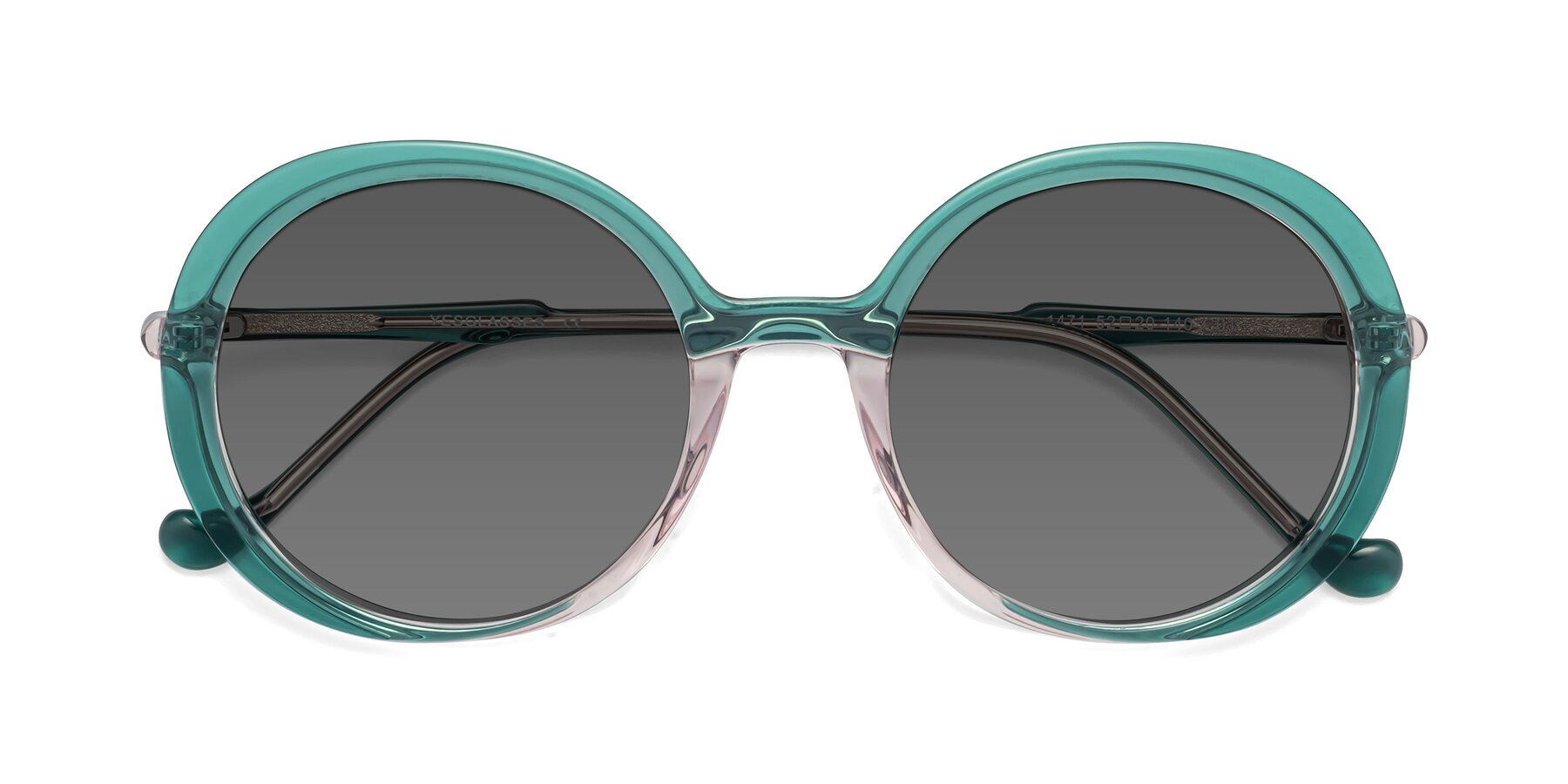 Folded Front of 1471 in Green with Medium Gray Tinted Lenses