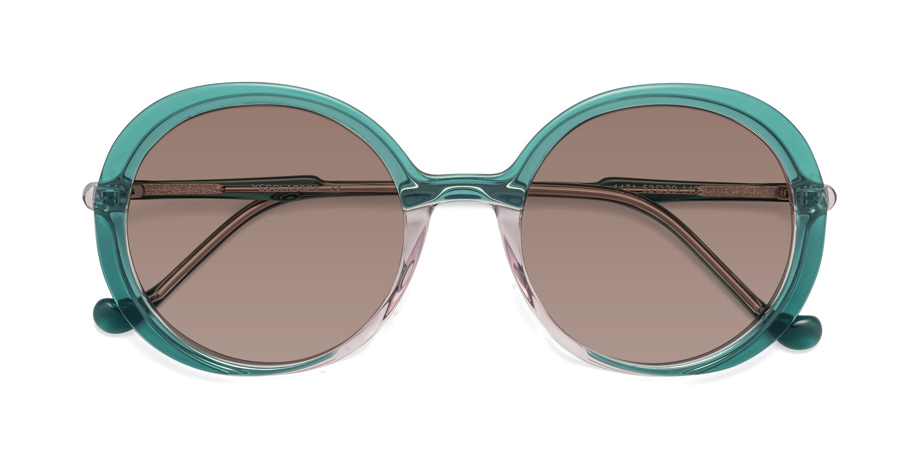 Folded Front of 1471 in Green with Medium Brown Tinted Lenses