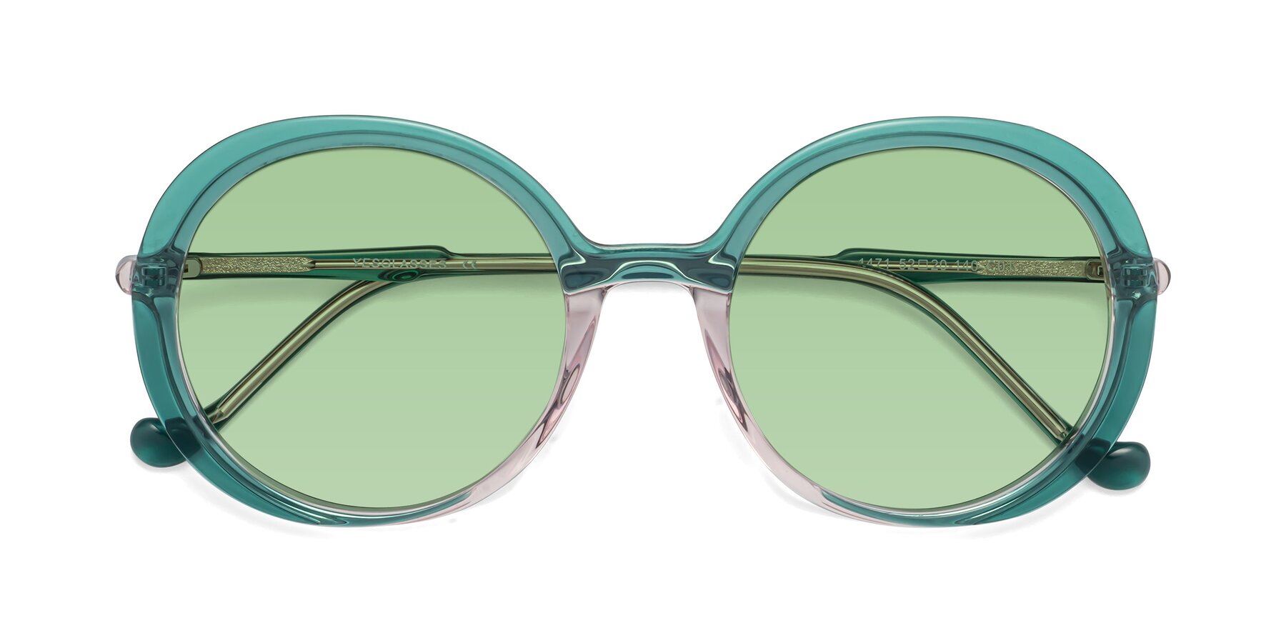 Folded Front of 1471 in Green with Medium Green Tinted Lenses