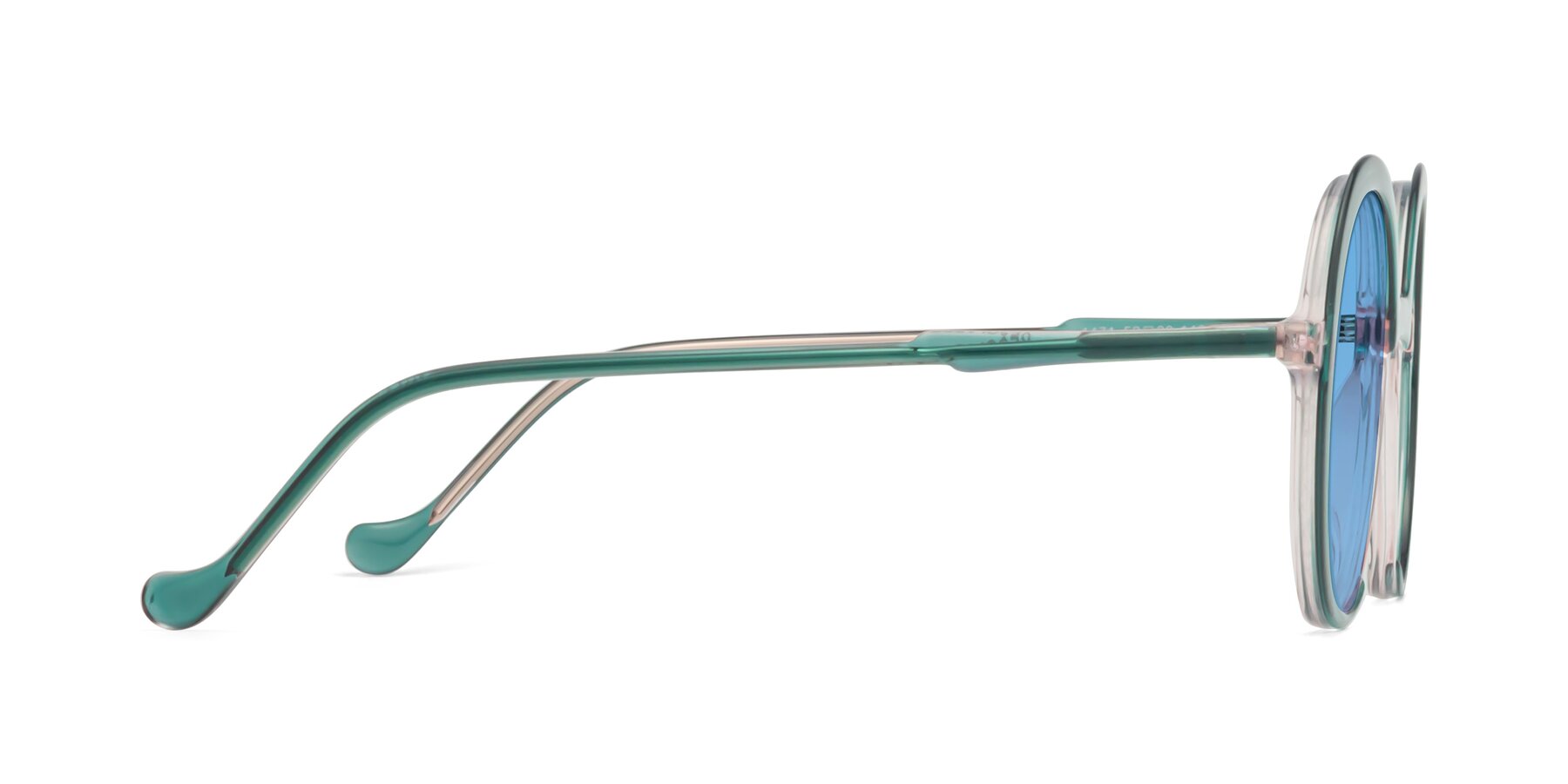 Side of 1471 in Green with Medium Blue Tinted Lenses
