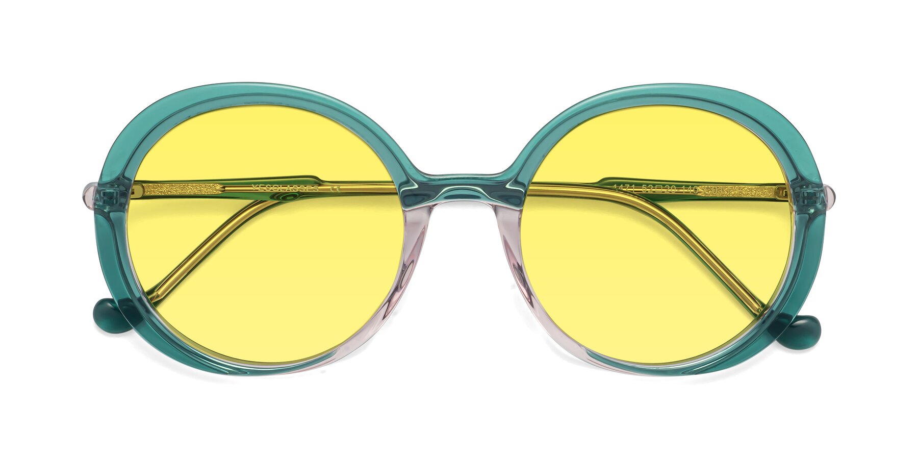 Folded Front of 1471 in Green with Medium Yellow Tinted Lenses