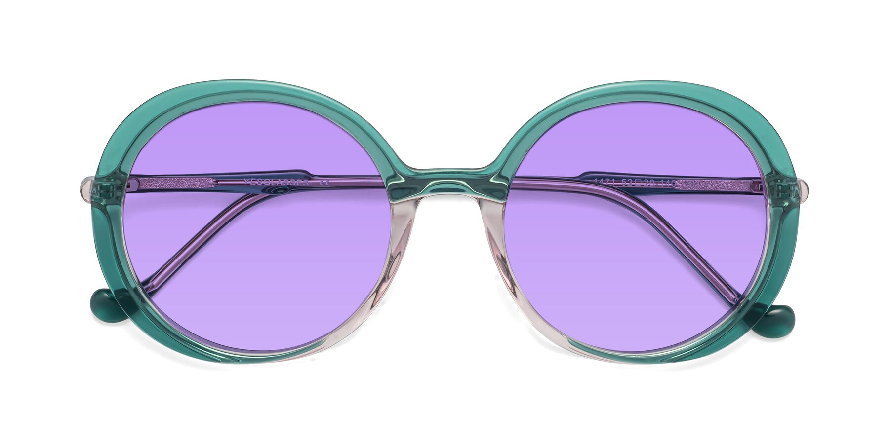 Folded Front of 1471 in Green with Medium Purple Tinted Lenses