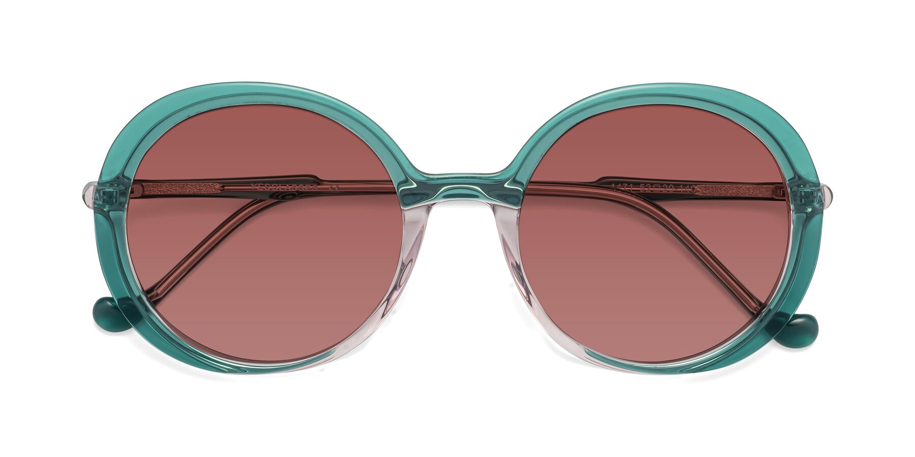 Folded Front of 1471 in Green with Garnet Tinted Lenses