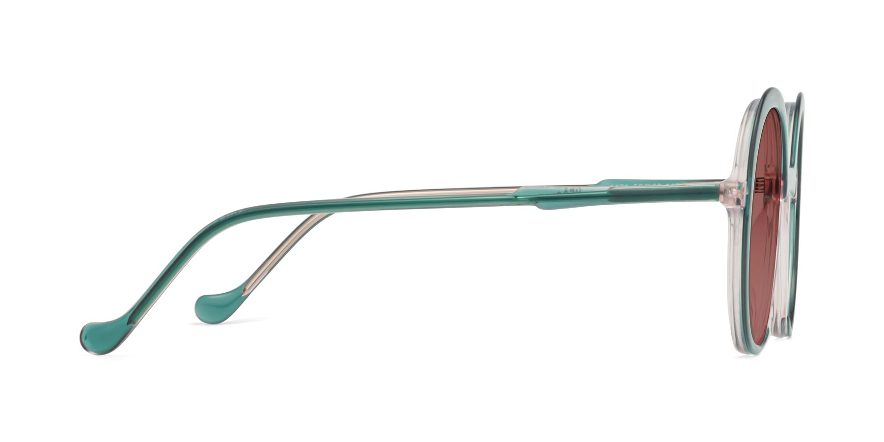 Side of 1471 in Green with Garnet Tinted Lenses