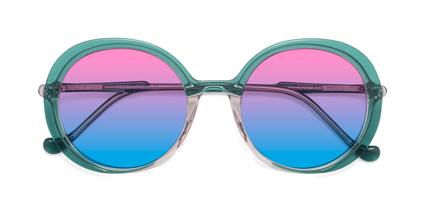 Folded Front of 1471 in Green with Pink / Blue Gradient Lenses