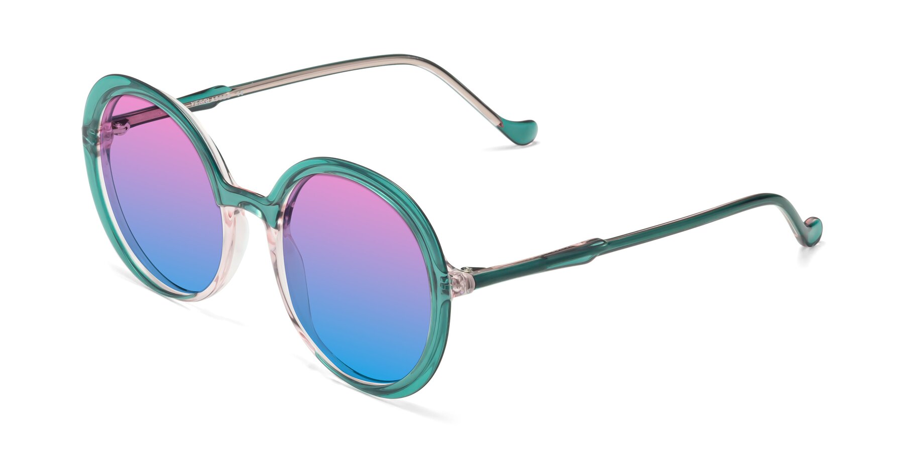Angle of 1471 in Green with Pink / Blue Gradient Lenses