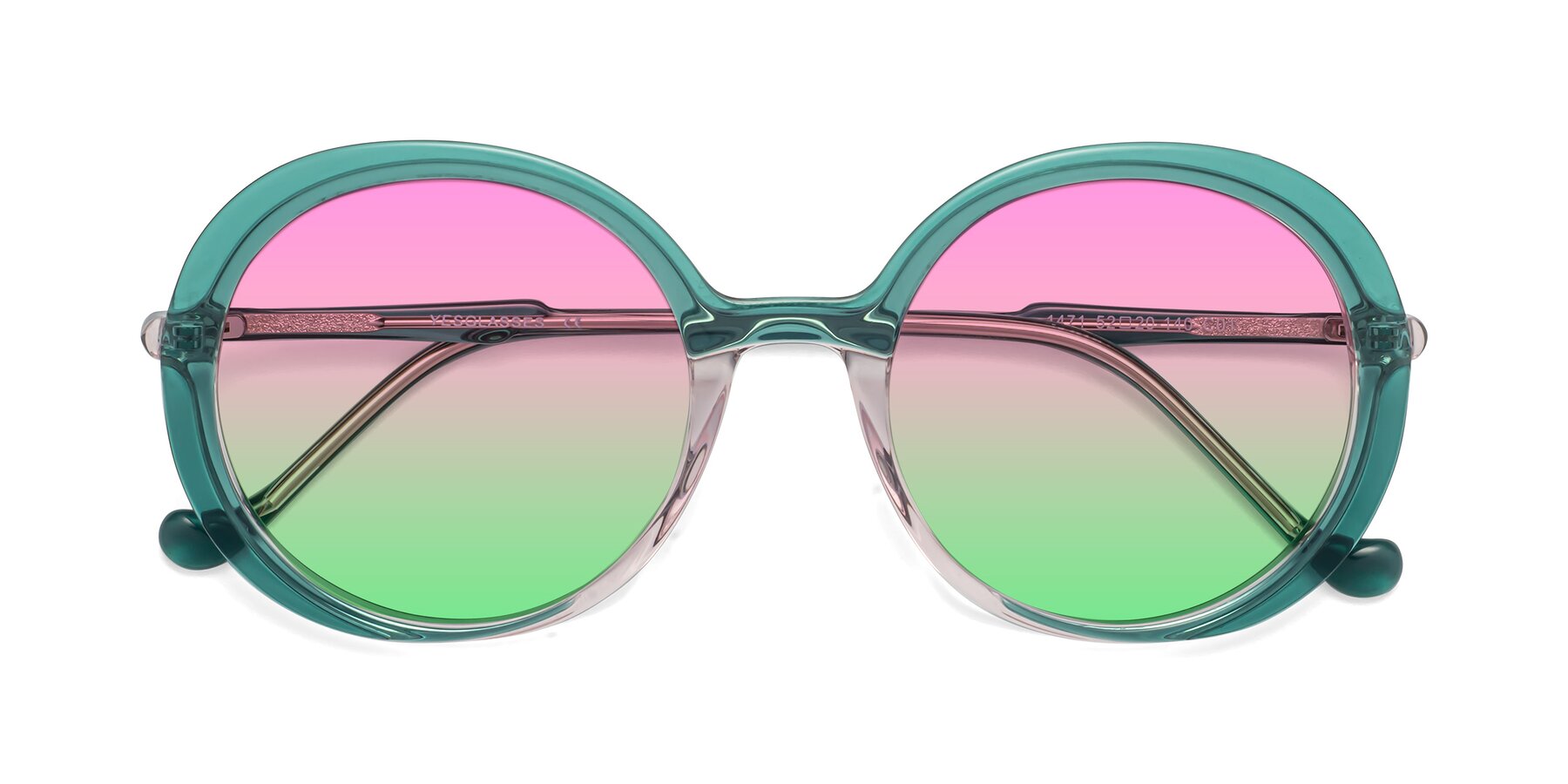 Folded Front of 1471 in Green with Pink / Green Gradient Lenses