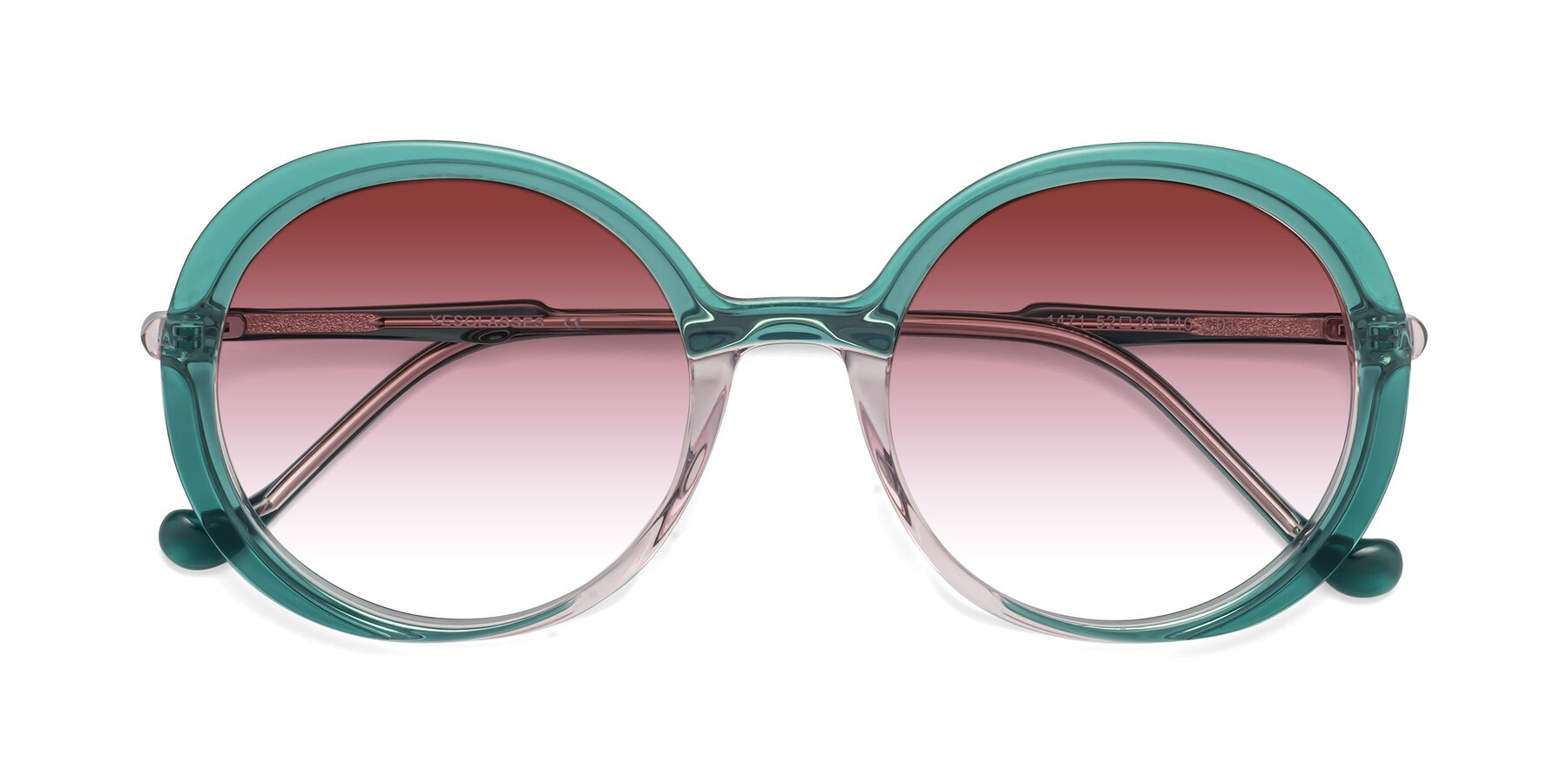 Folded Front of 1471 in Green with Garnet Gradient Lenses