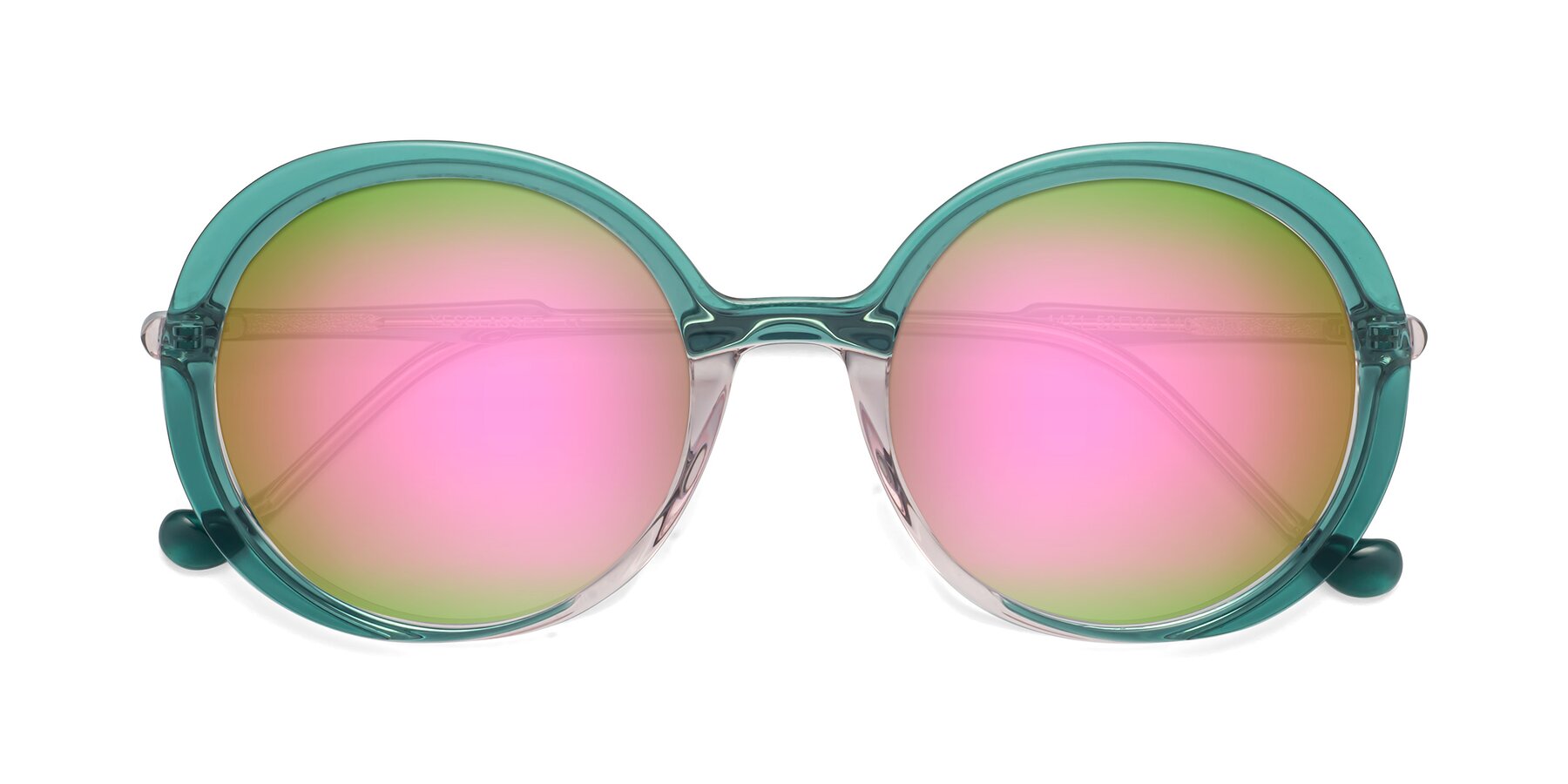 Folded Front of 1471 in Green with Pink Mirrored Lenses