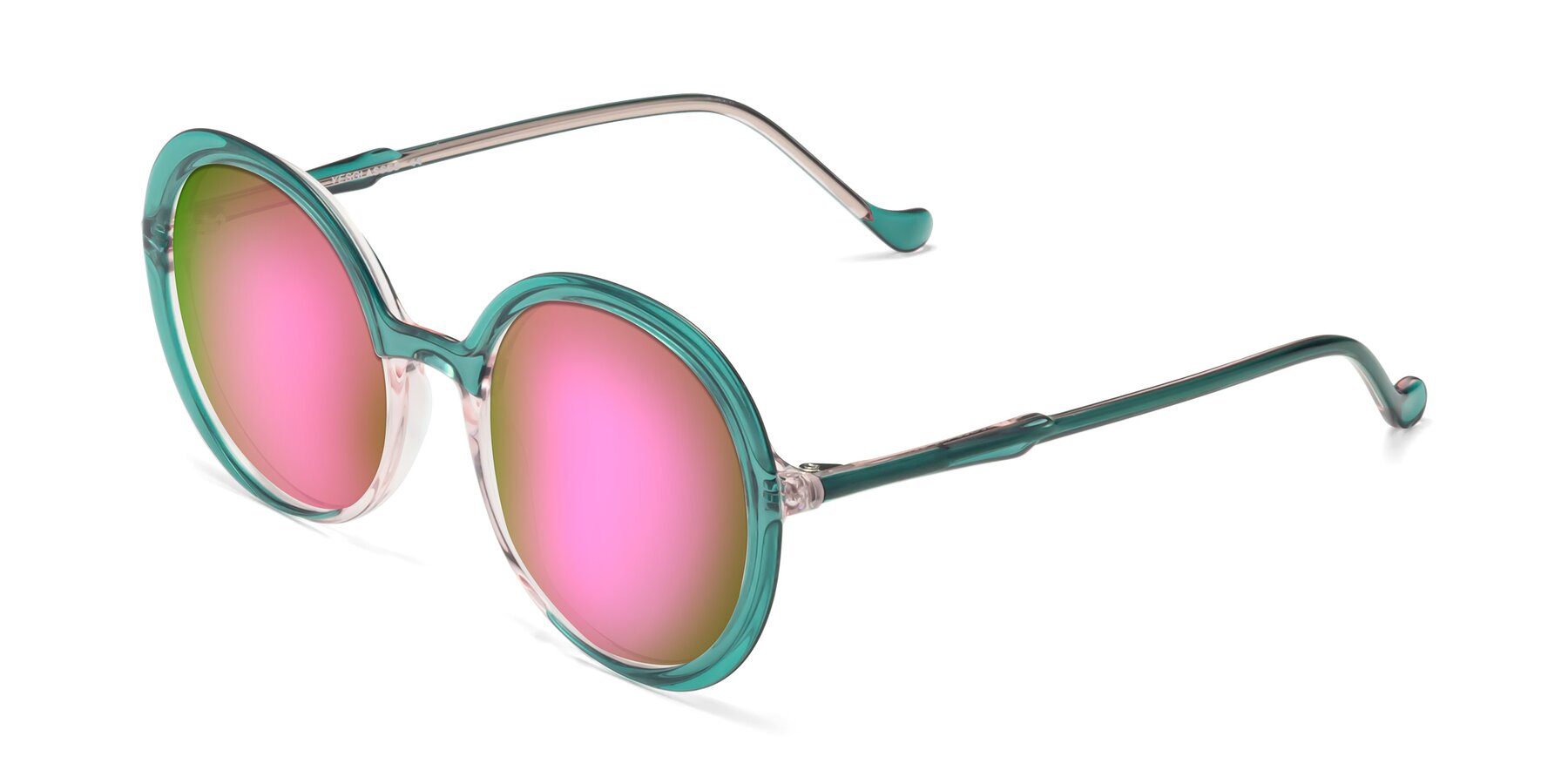 Angle of 1471 in Green with Pink Mirrored Lenses