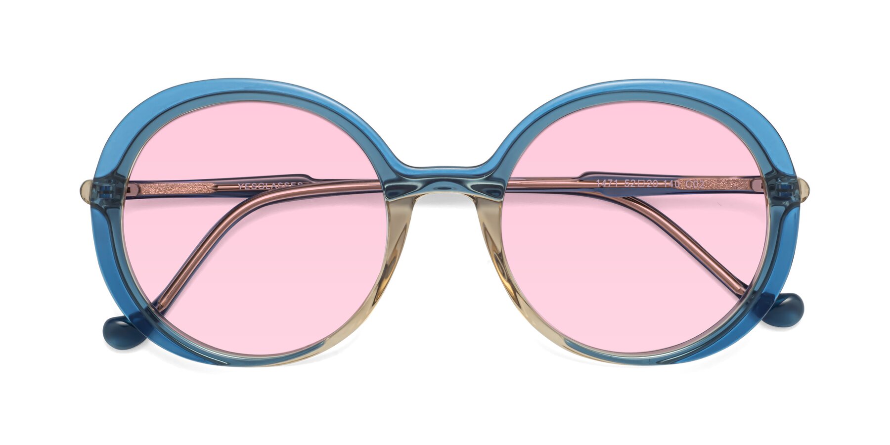 Folded Front of 1471 in Blue with Light Pink Tinted Lenses