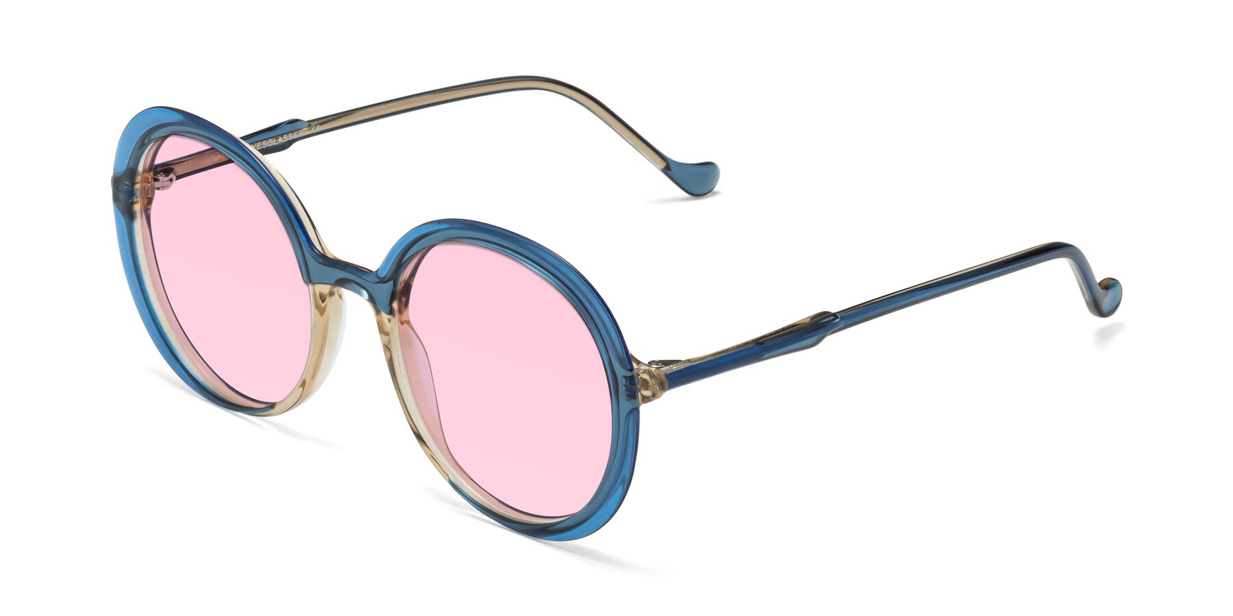 Angle of 1471 in Blue with Light Pink Tinted Lenses