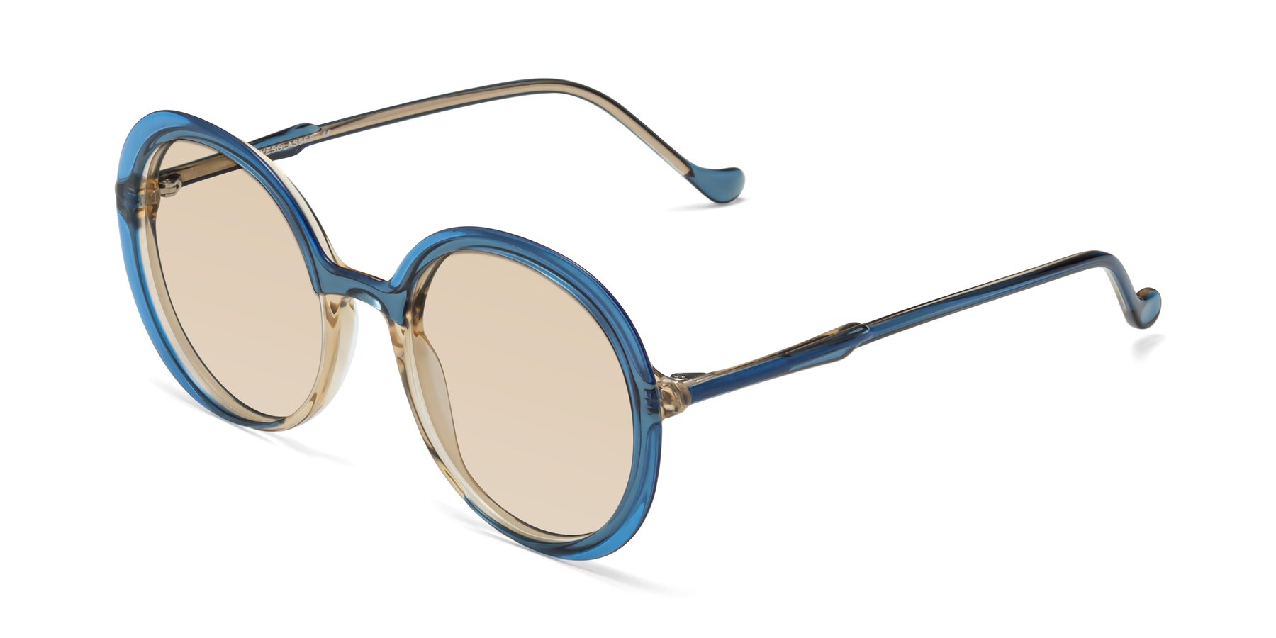 Angle of 1471 in Blue with Light Brown Tinted Lenses