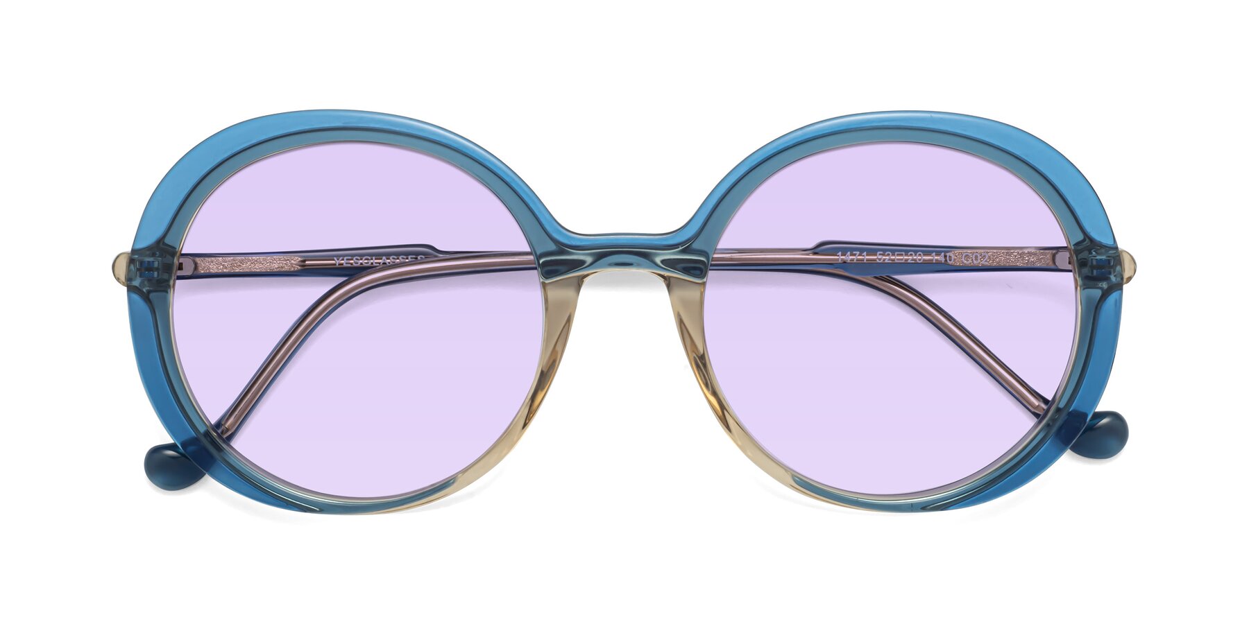 Folded Front of 1471 in Blue with Light Purple Tinted Lenses