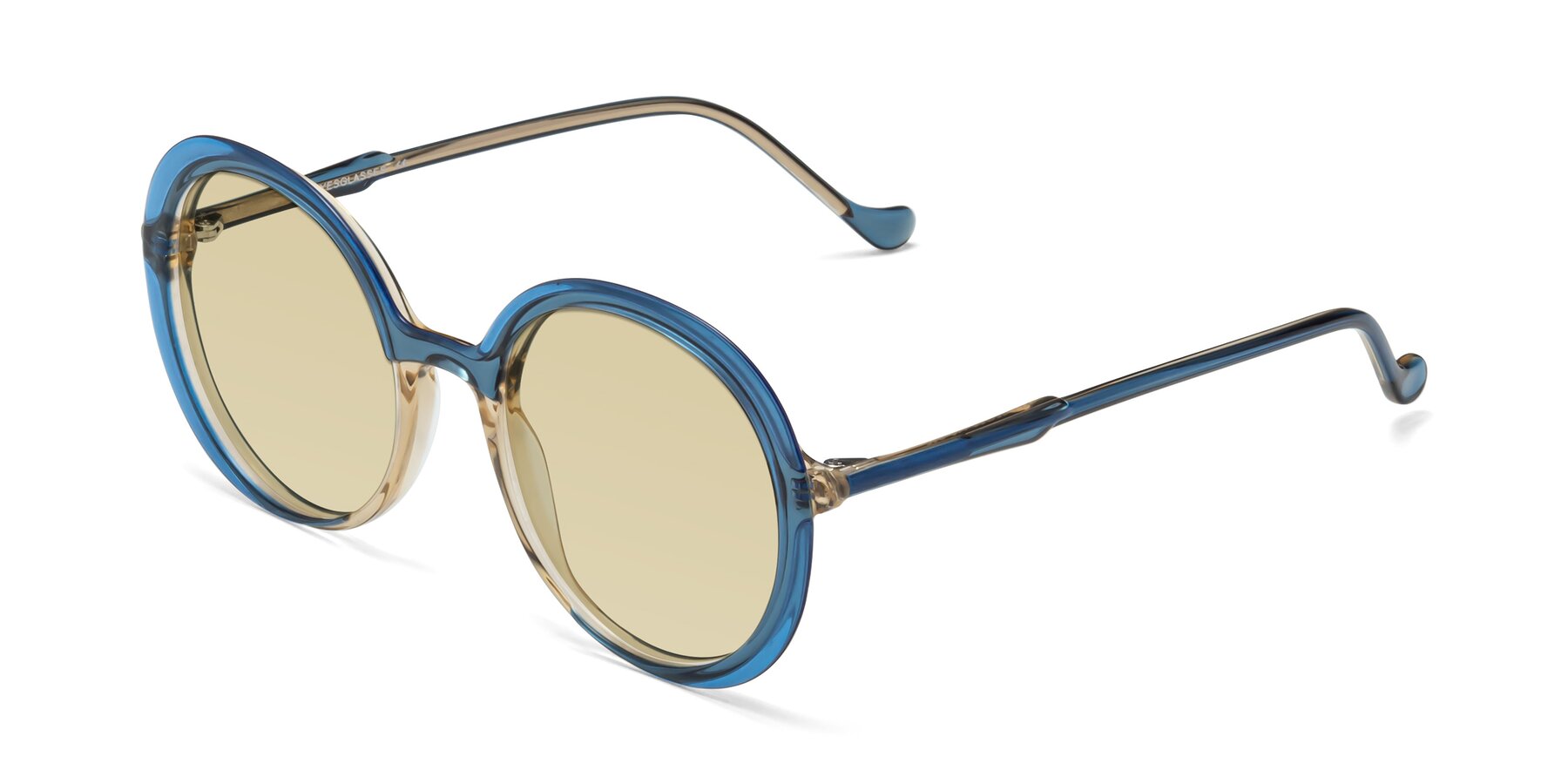 Angle of 1471 in Blue with Light Champagne Tinted Lenses