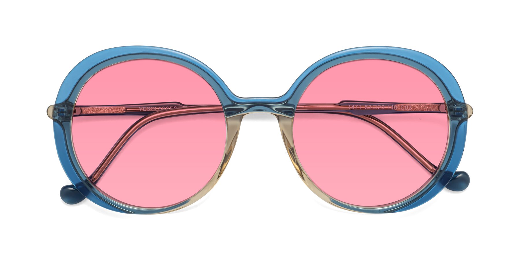 Folded Front of 1471 in Blue with Pink Tinted Lenses