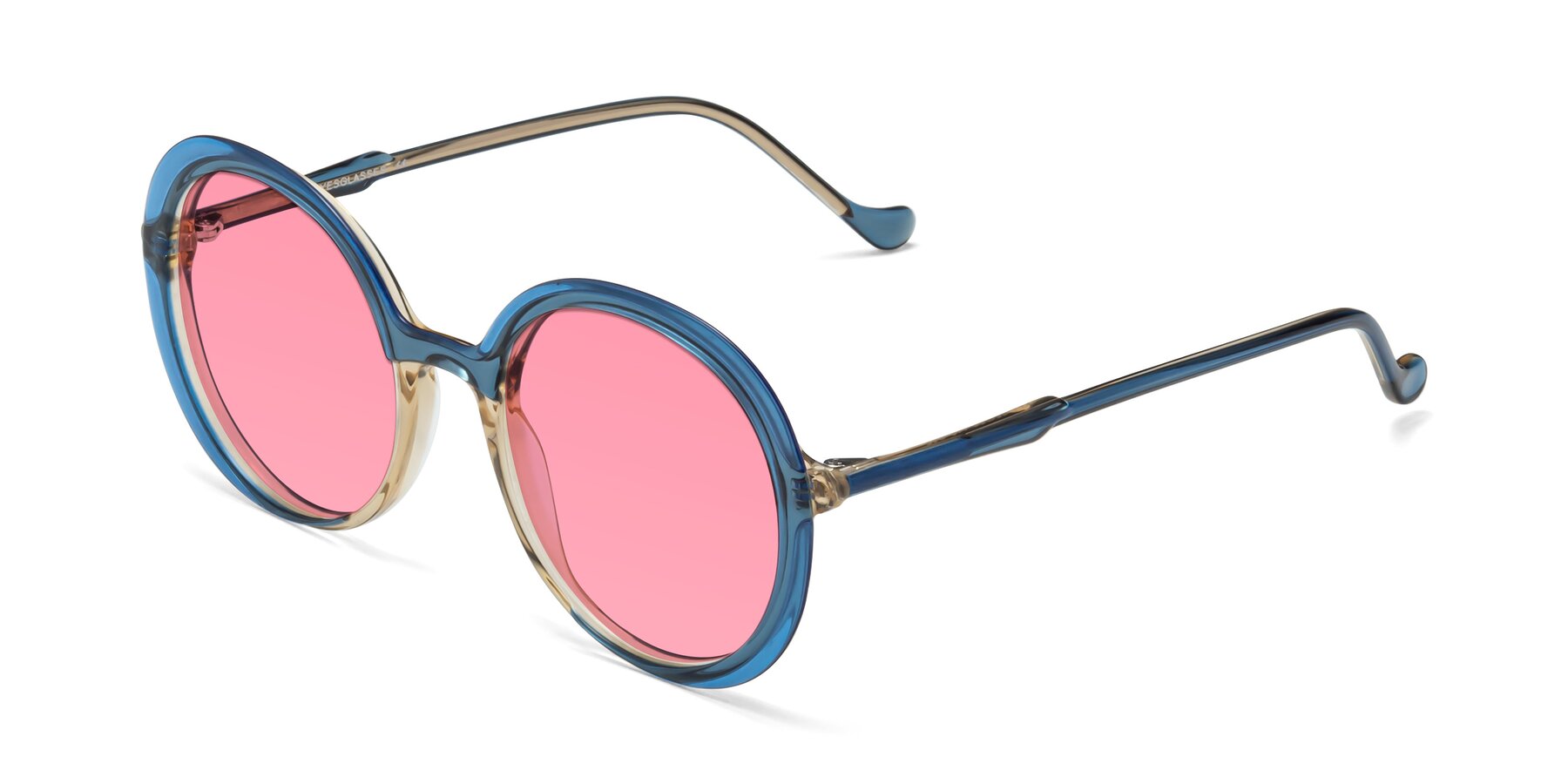 Angle of 1471 in Blue with Pink Tinted Lenses