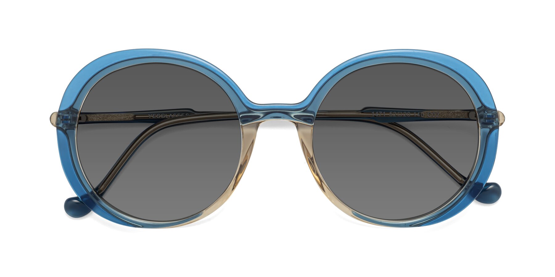 Folded Front of 1471 in Blue with Medium Gray Tinted Lenses