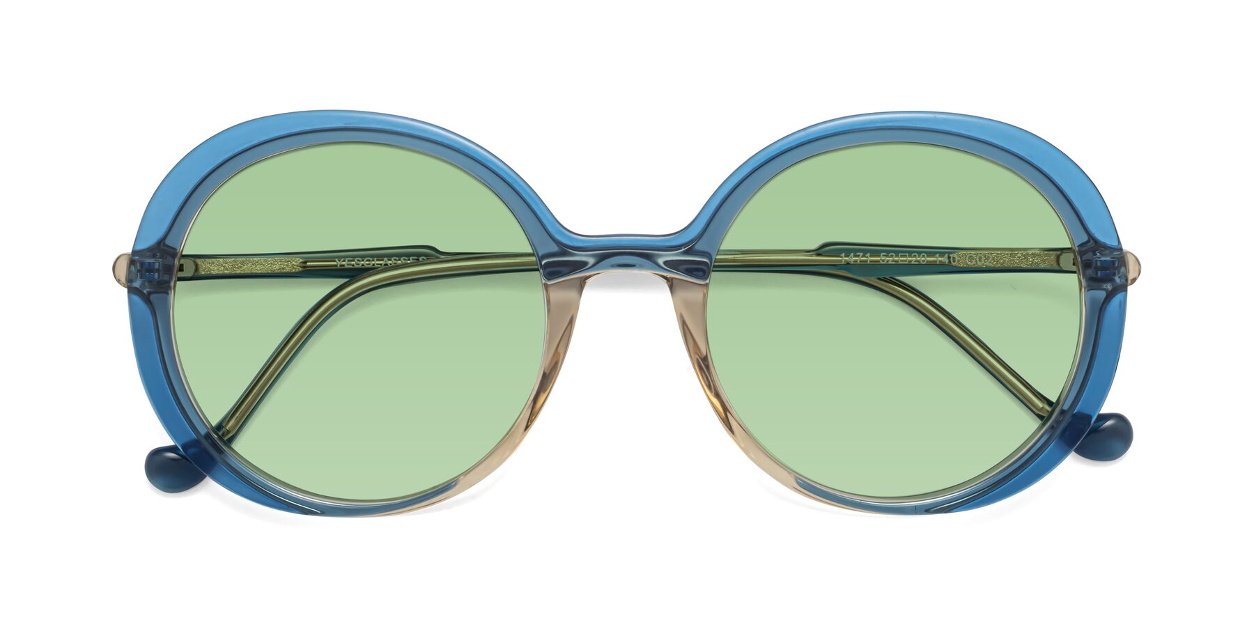 Folded Front of 1471 in Blue with Medium Green Tinted Lenses