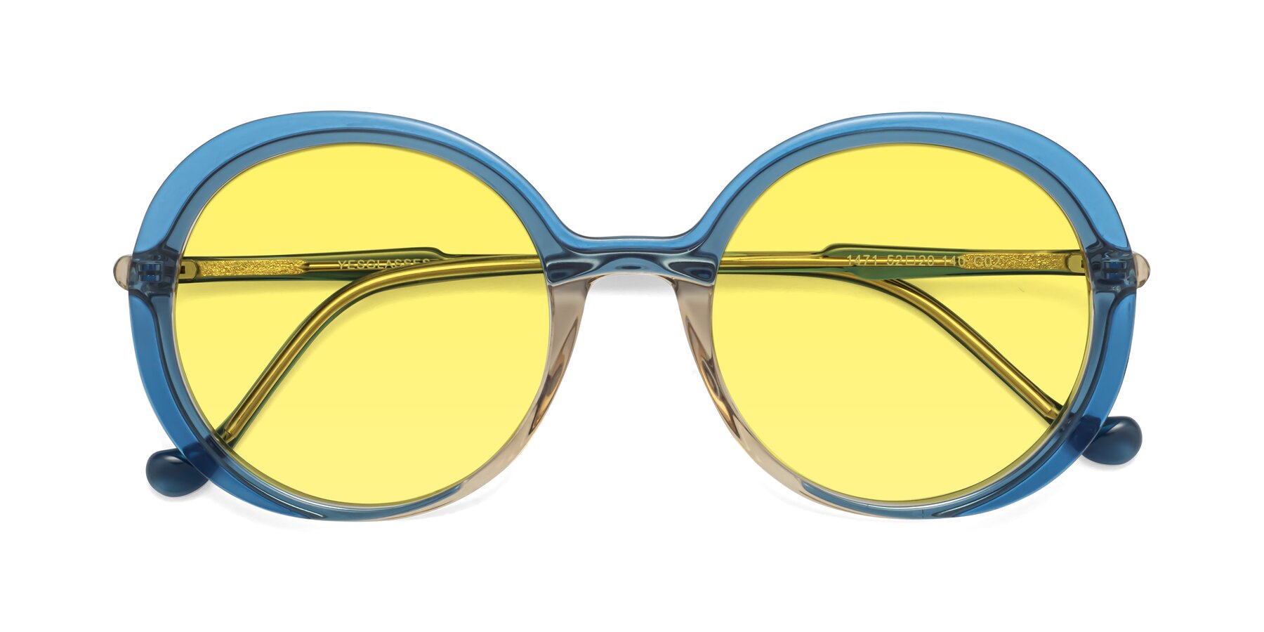 Folded Front of 1471 in Blue with Medium Yellow Tinted Lenses