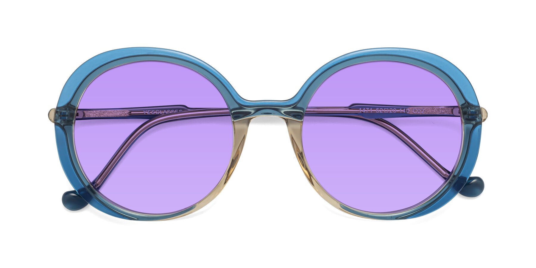Folded Front of 1471 in Blue with Medium Purple Tinted Lenses