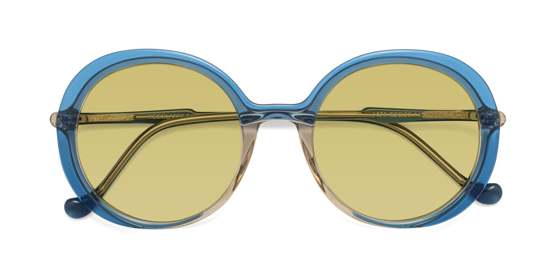 Folded Front of 1471 in Blue with Medium Champagne Tinted Lenses